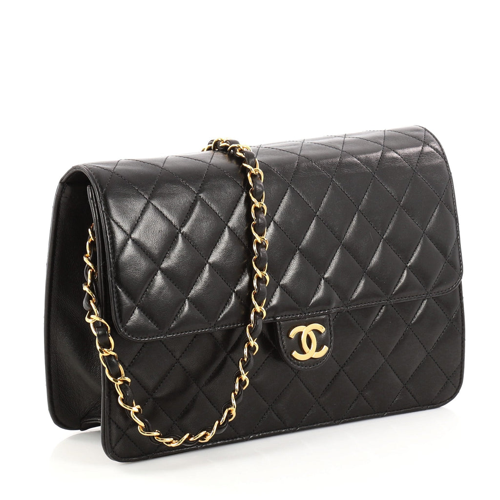 Vintage Clutch with Chain Quilted Leather Medium