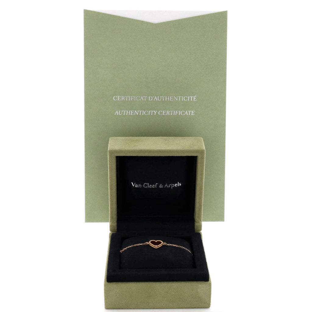 Sweet Alhambra Heart Bracelet 18K Rose Gold with Carnelian