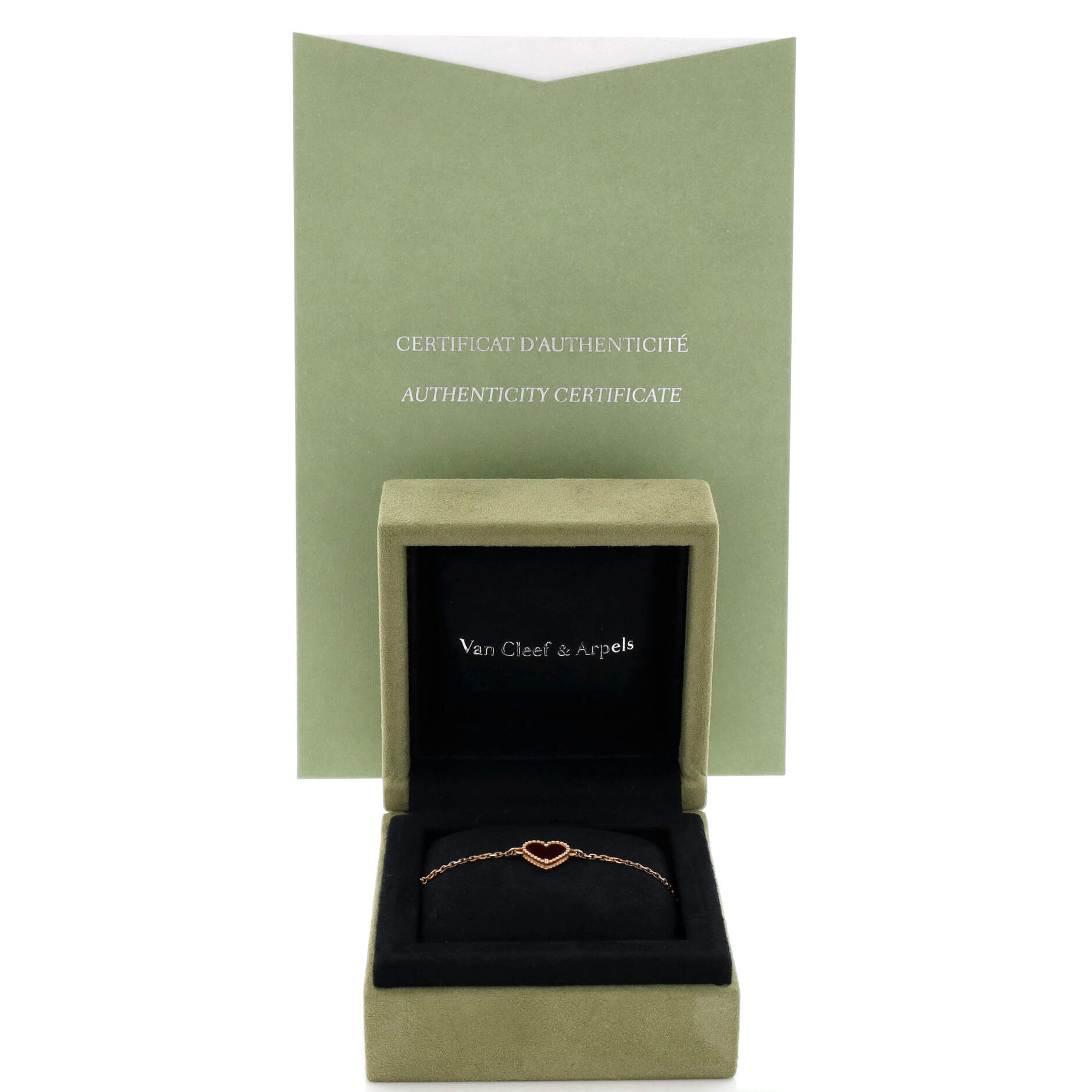 Sweet Alhambra Heart Bracelet 18K Rose Gold with Carnelian