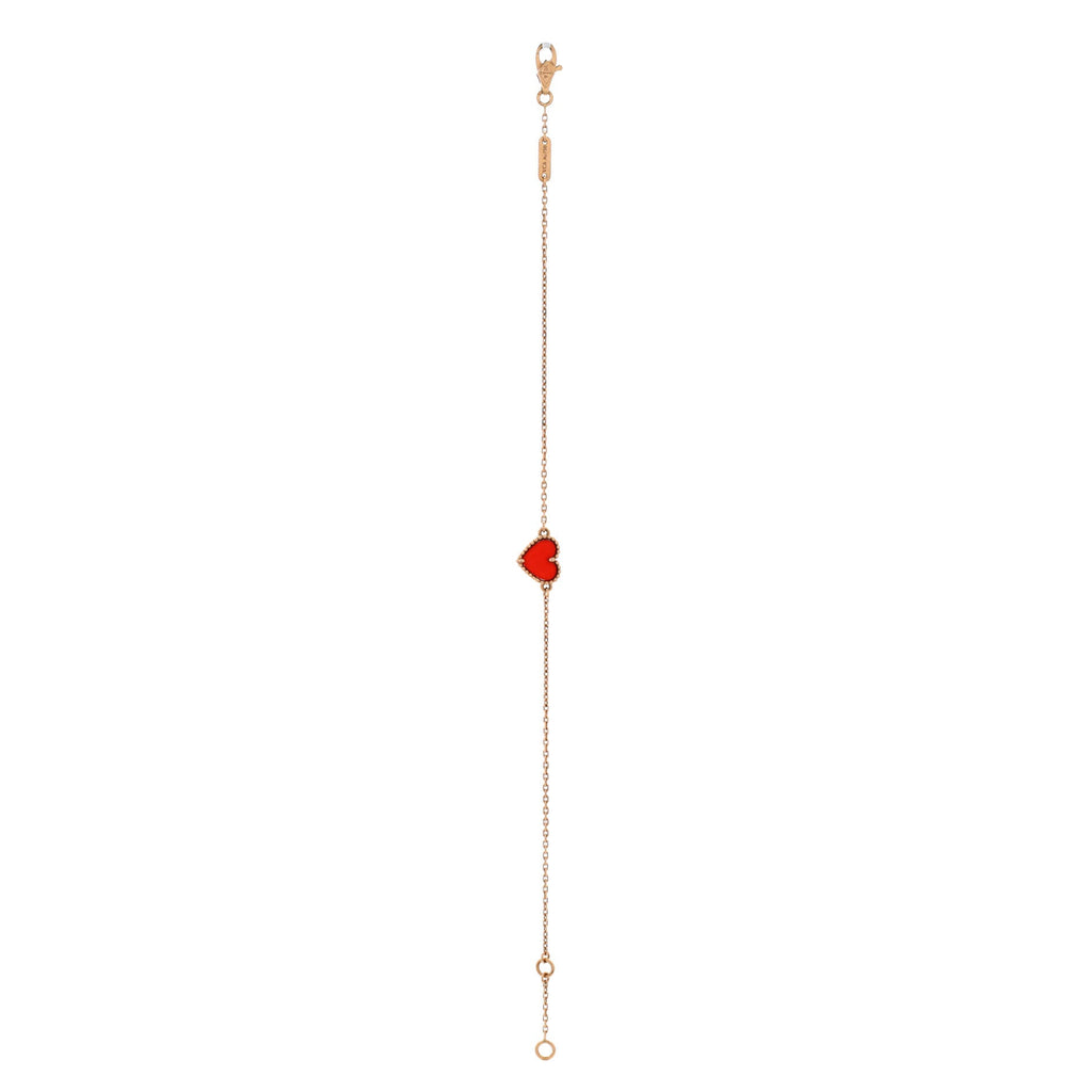 Sweet Alhambra Heart Bracelet 18K Rose Gold with Carnelian
