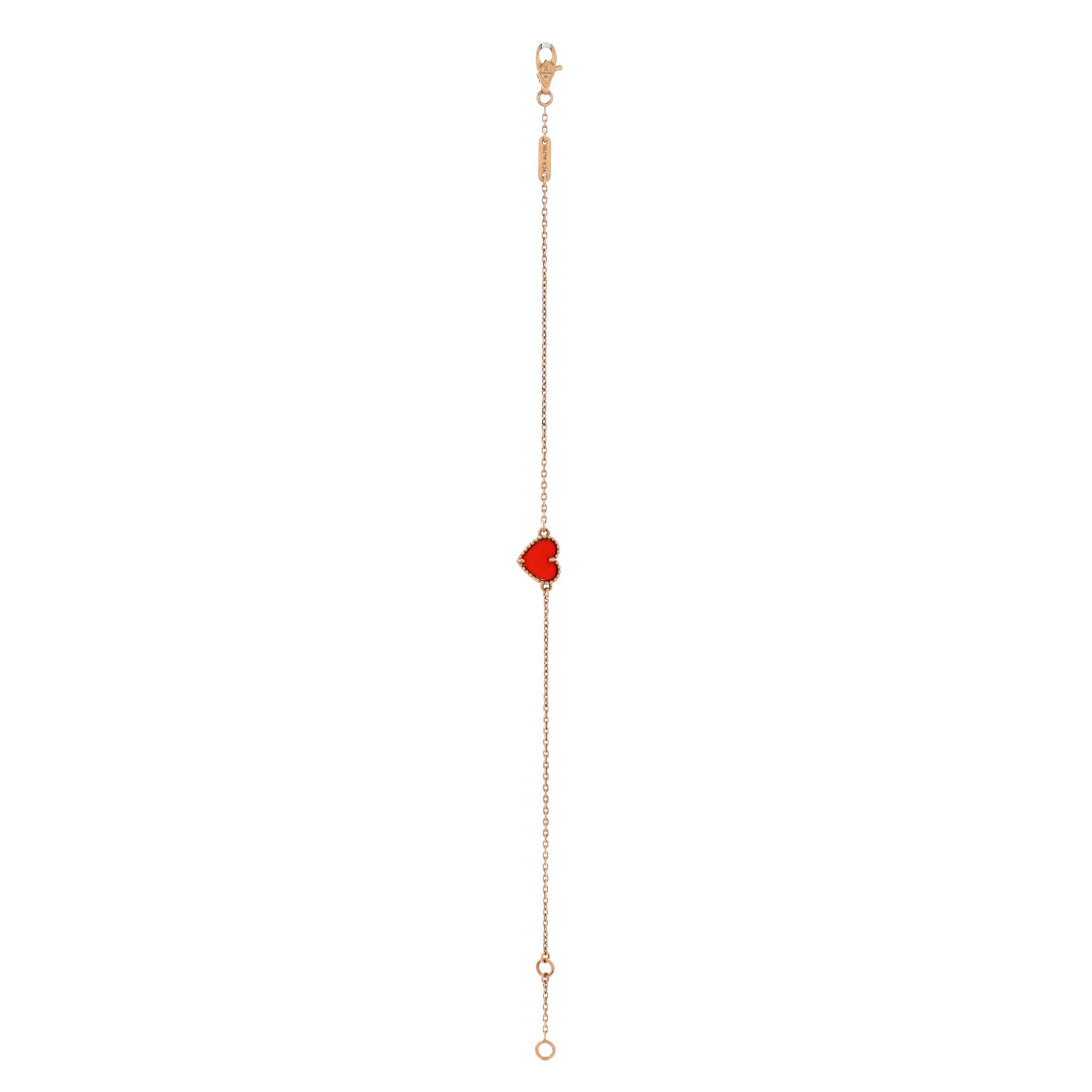 Sweet Alhambra Heart Bracelet 18K Rose Gold with Carnelian