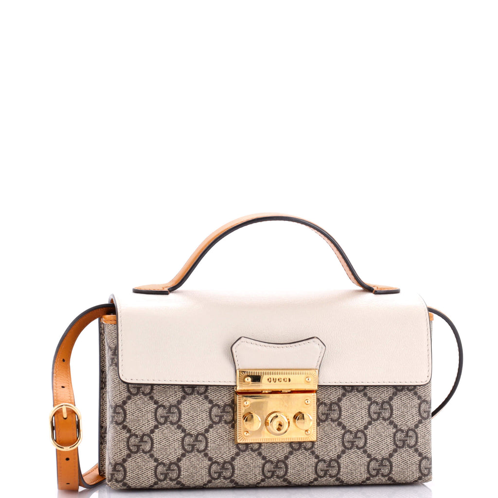 Padlock Top Handle Bag GG Coated Canvas and Leather Mini