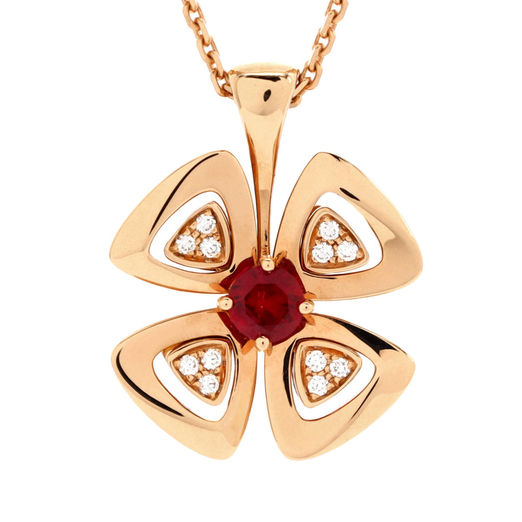 Fiorever Pendant Necklace 18K Rose Gold with Ruby and Diamonds