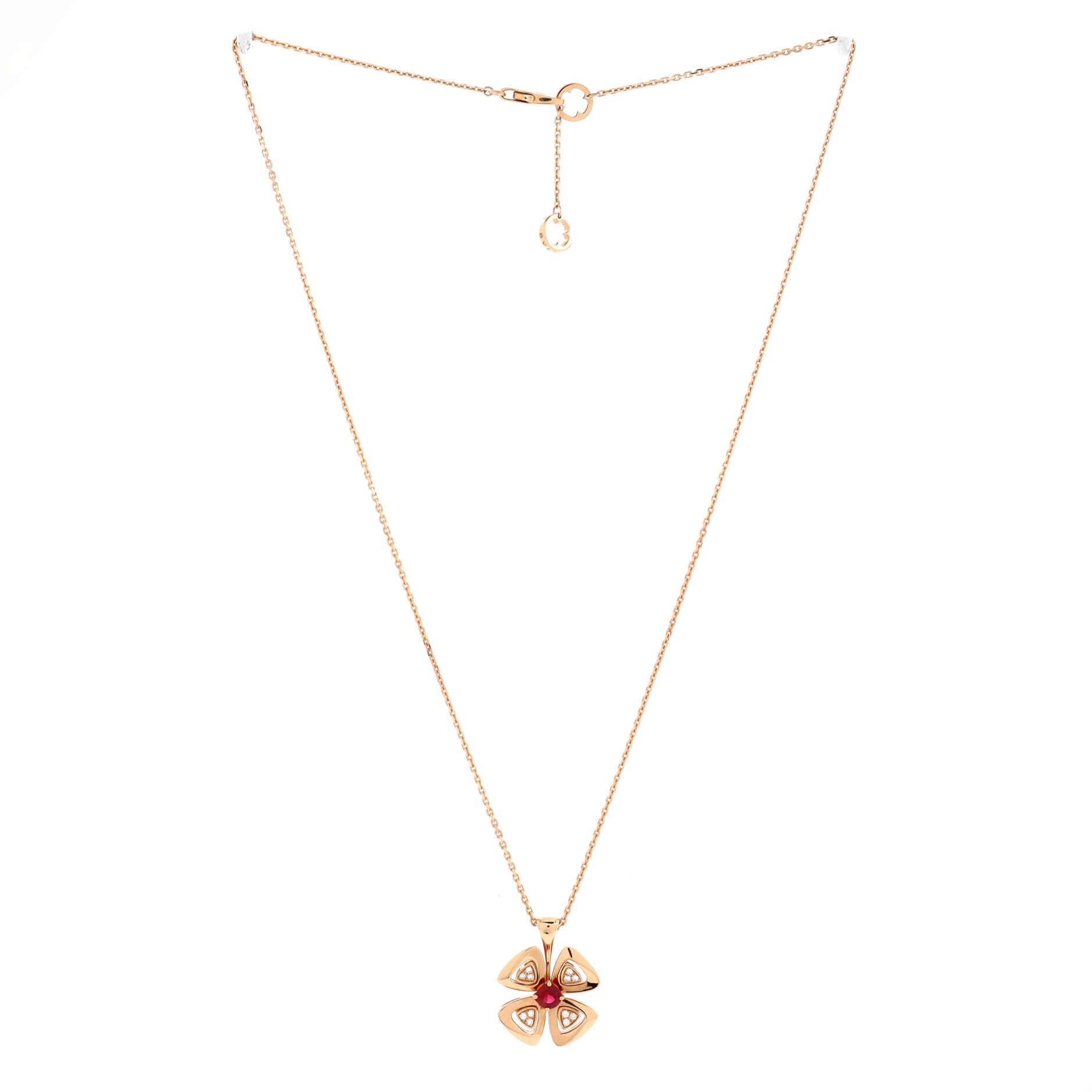 Fiorever Pendant Necklace 18K Rose Gold with Ruby and Diamonds