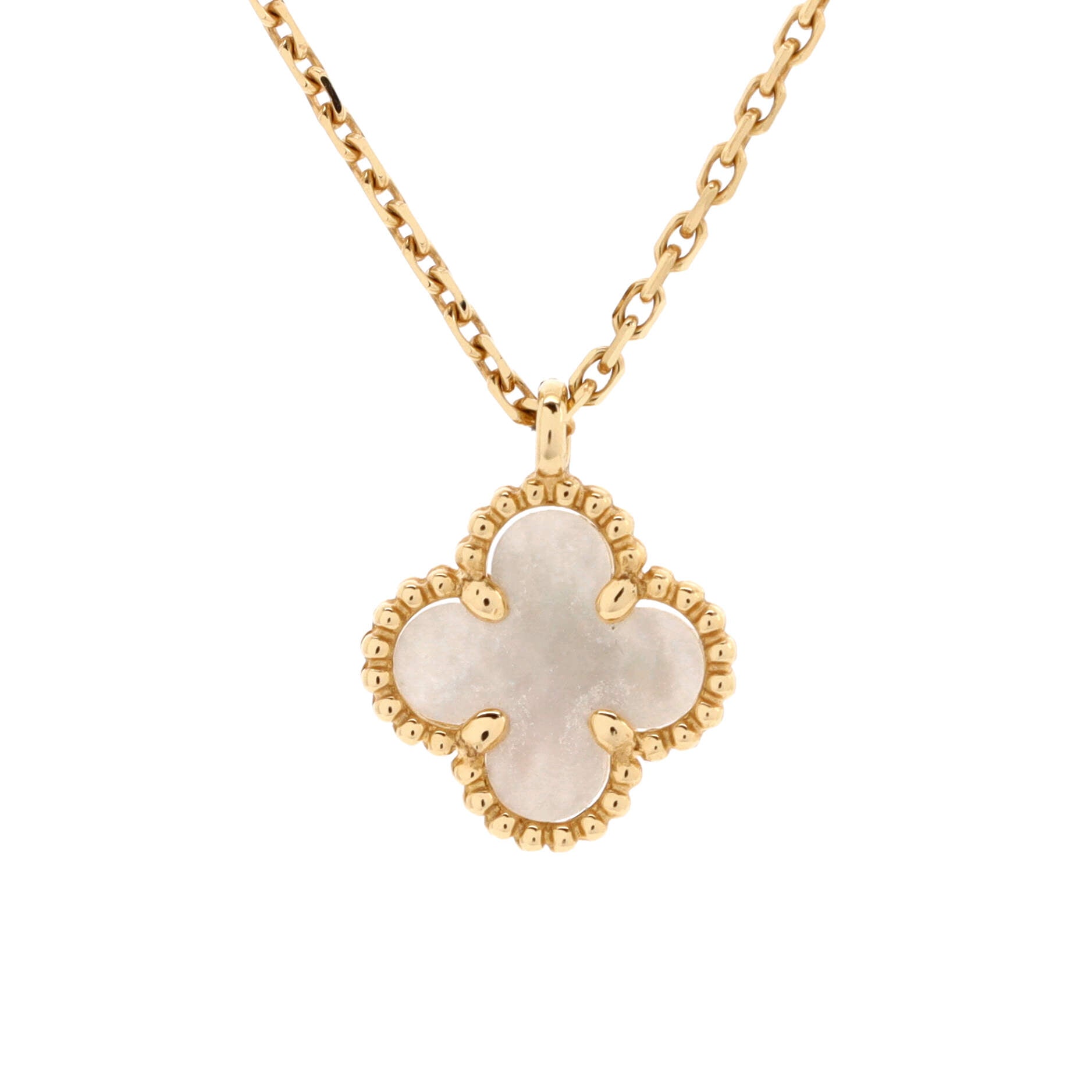 Sweet Alhambra Pendant Necklace 18K Yellow Gold and Mother of Pearl