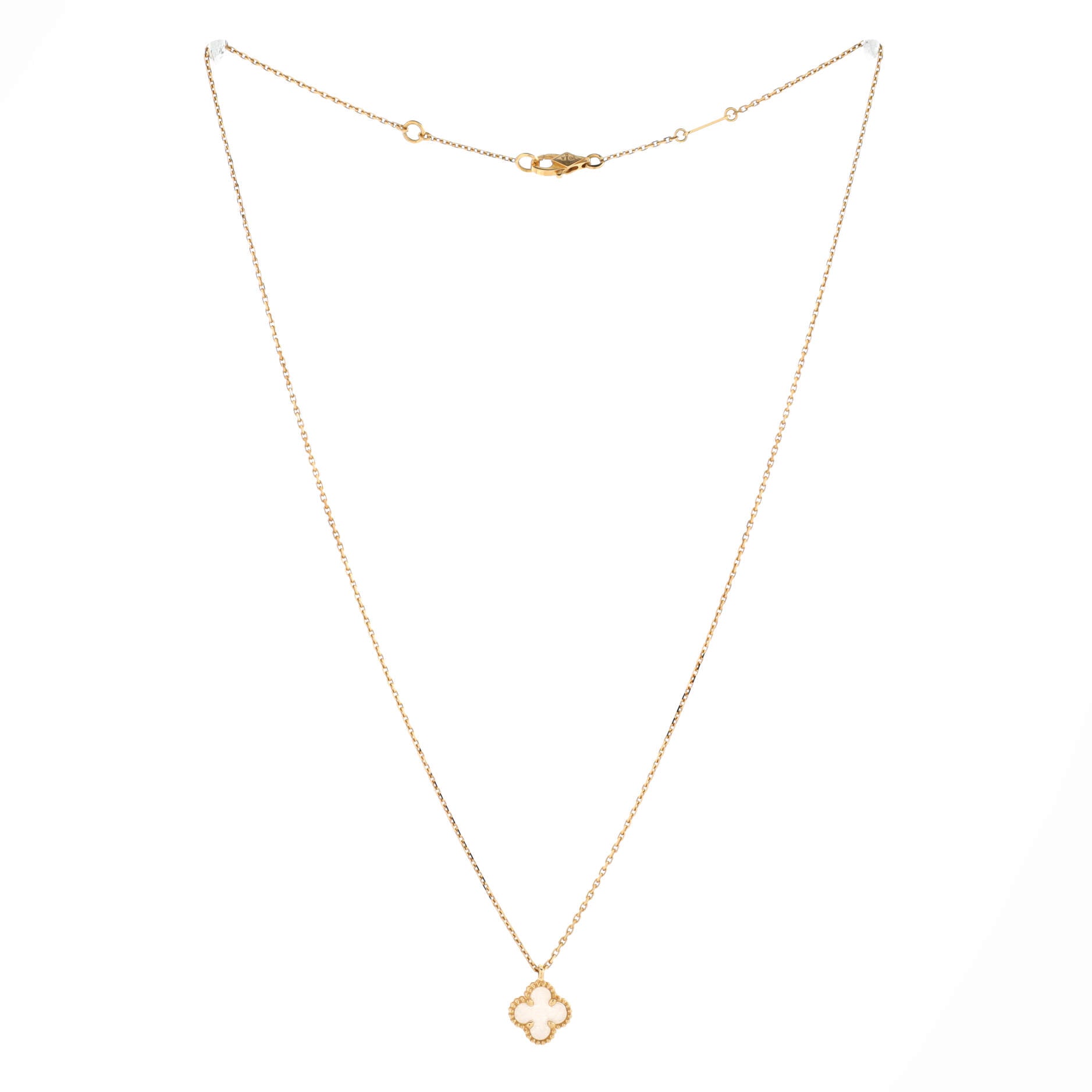 Sweet Alhambra Pendant Necklace 18K Yellow Gold and Mother of Pearl