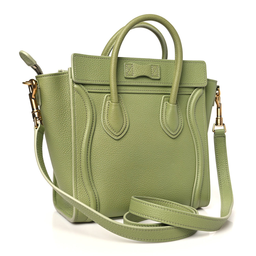 Drummed Calfskin Nano Luggage Green