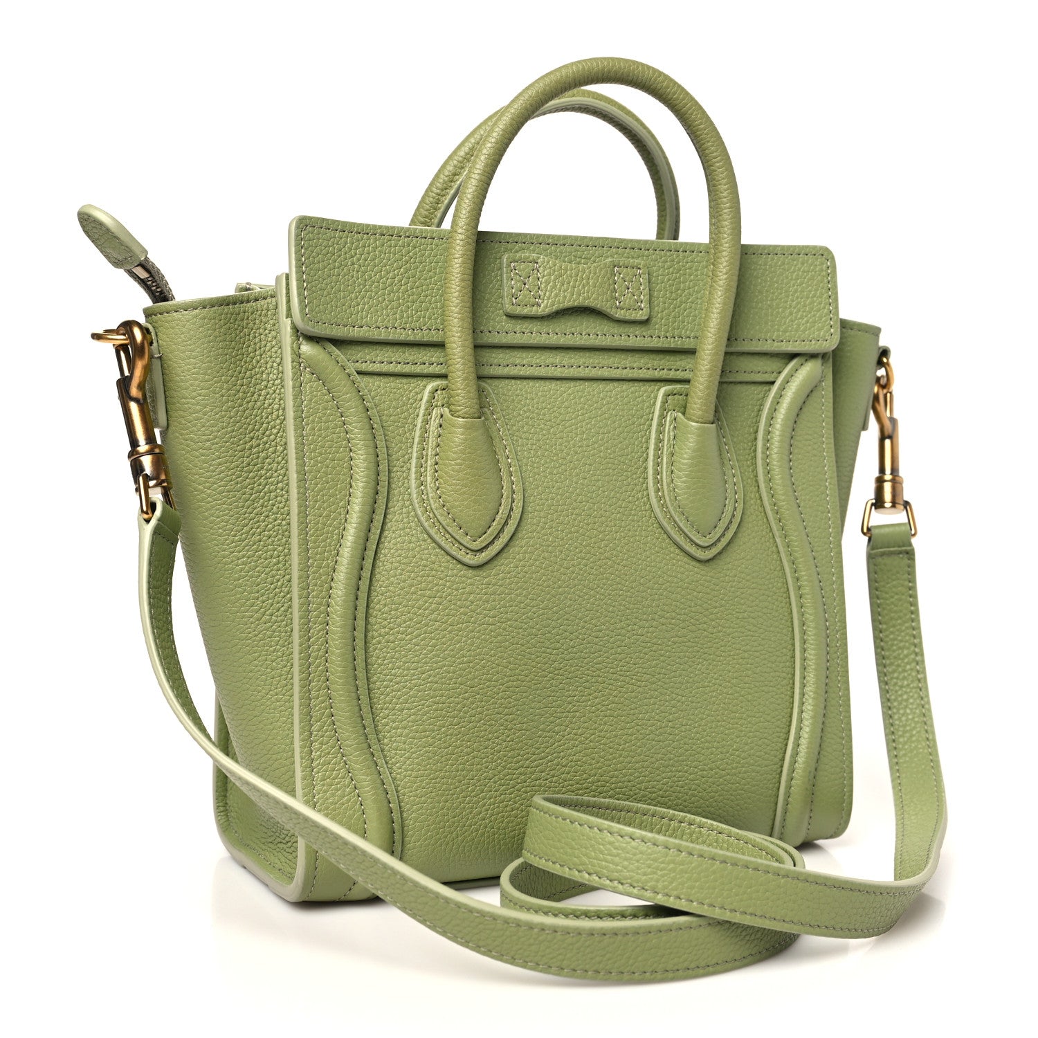 Drummed Calfskin Nano Luggage Green
