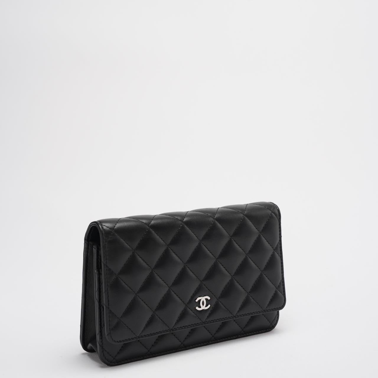 Chanel Wallet on Chain (WOC) Black Cross Body Bag Lambskin Leather Silver Hardware 2017
