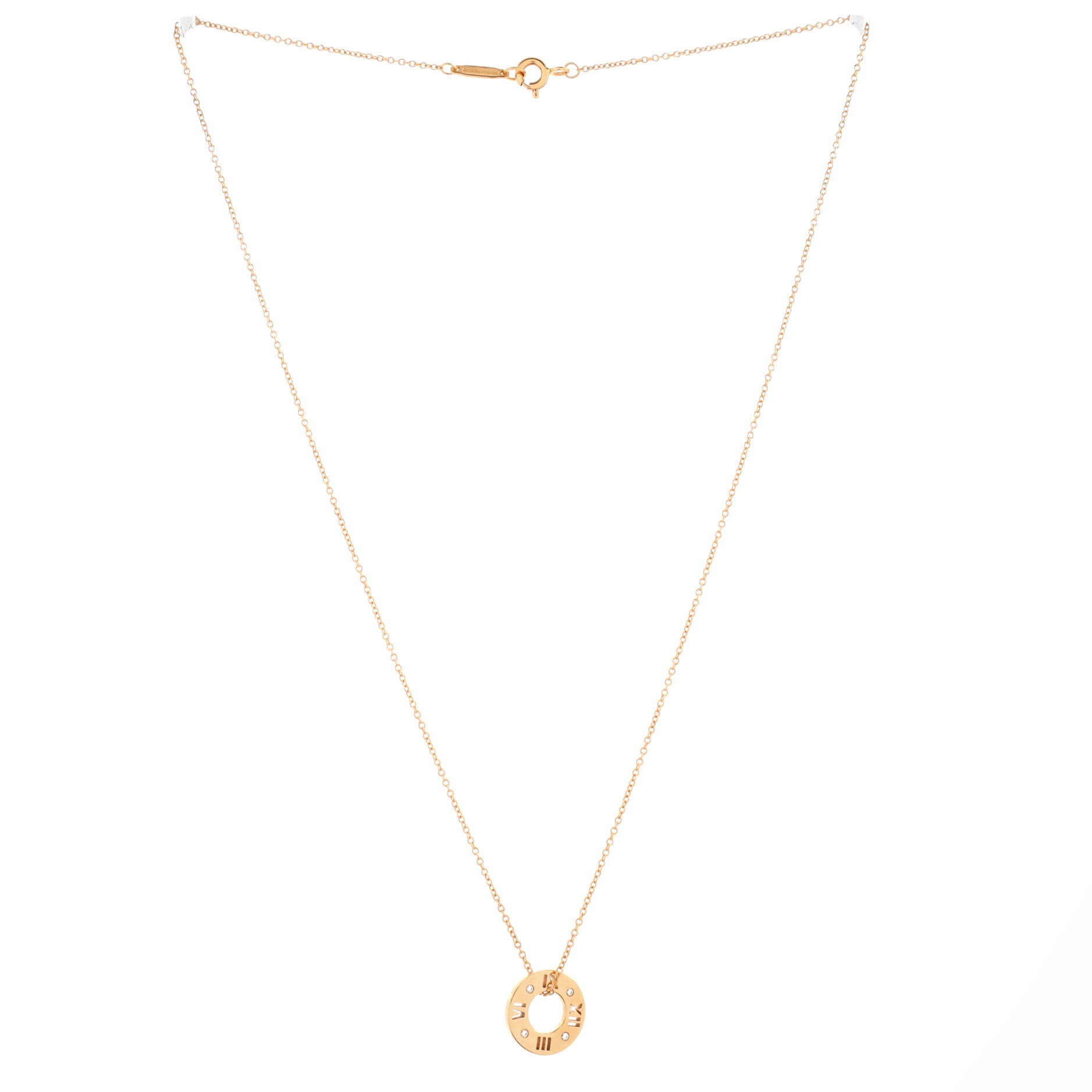 Atlas Pierced Circle Pendant Necklace 18K Rose Gold with Diamonds