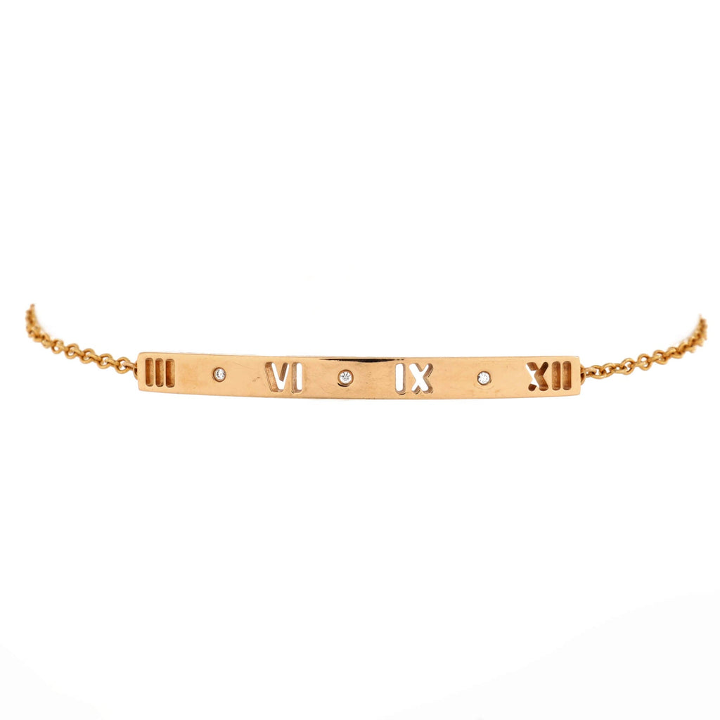 Atlas Pierced Bar Chain Bracelet 18K Rose Gold with Diamonds