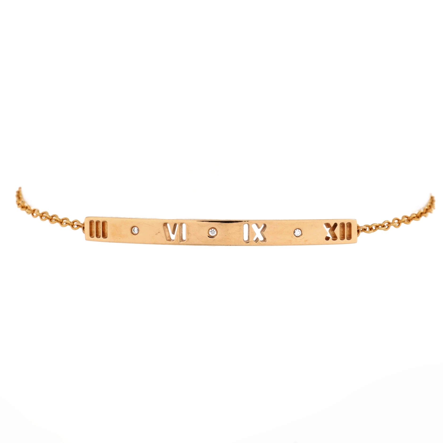 Atlas Pierced Bar Chain Bracelet 18K Rose Gold with Diamonds