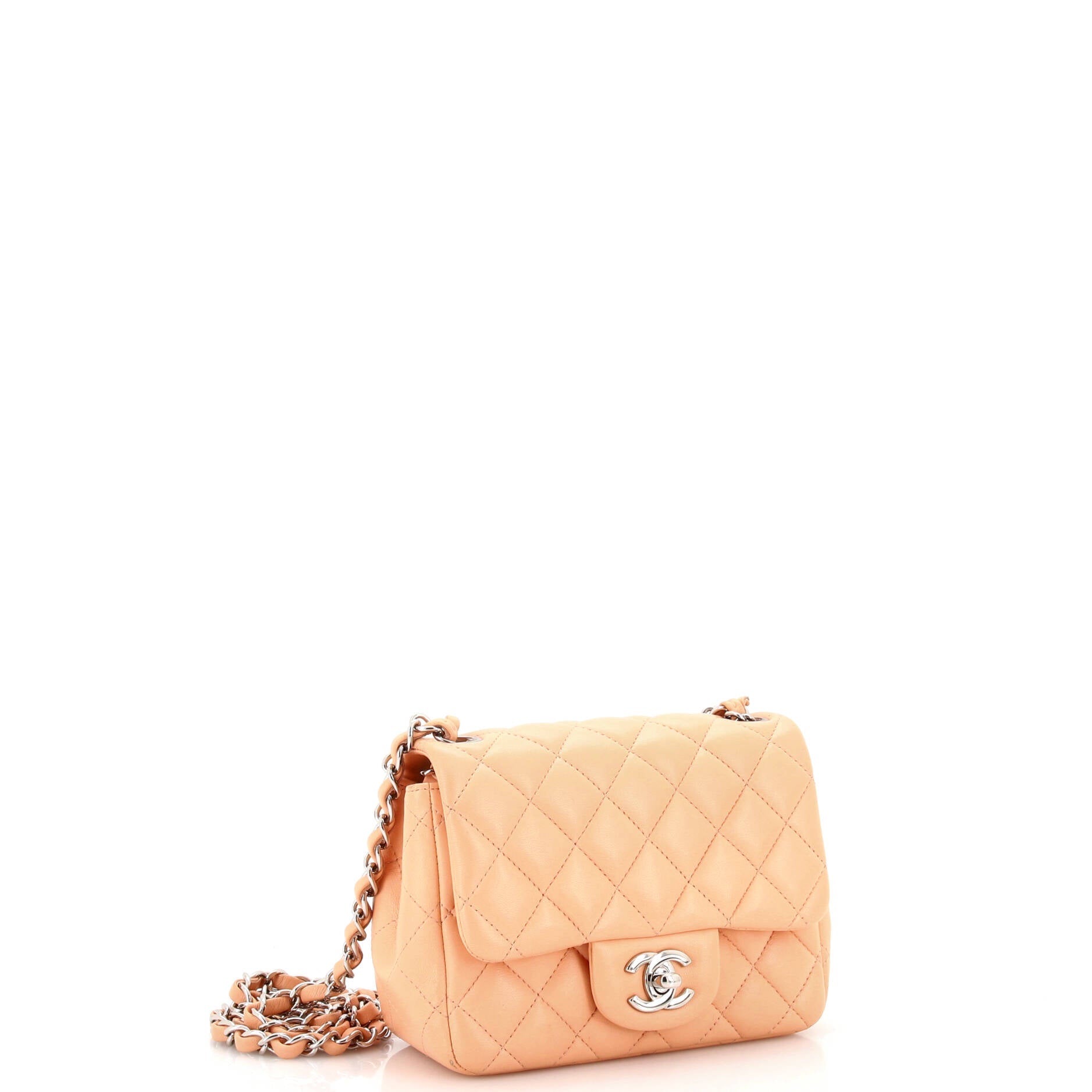 Square Classic Single Flap Bag Quilted Lambskin Mini