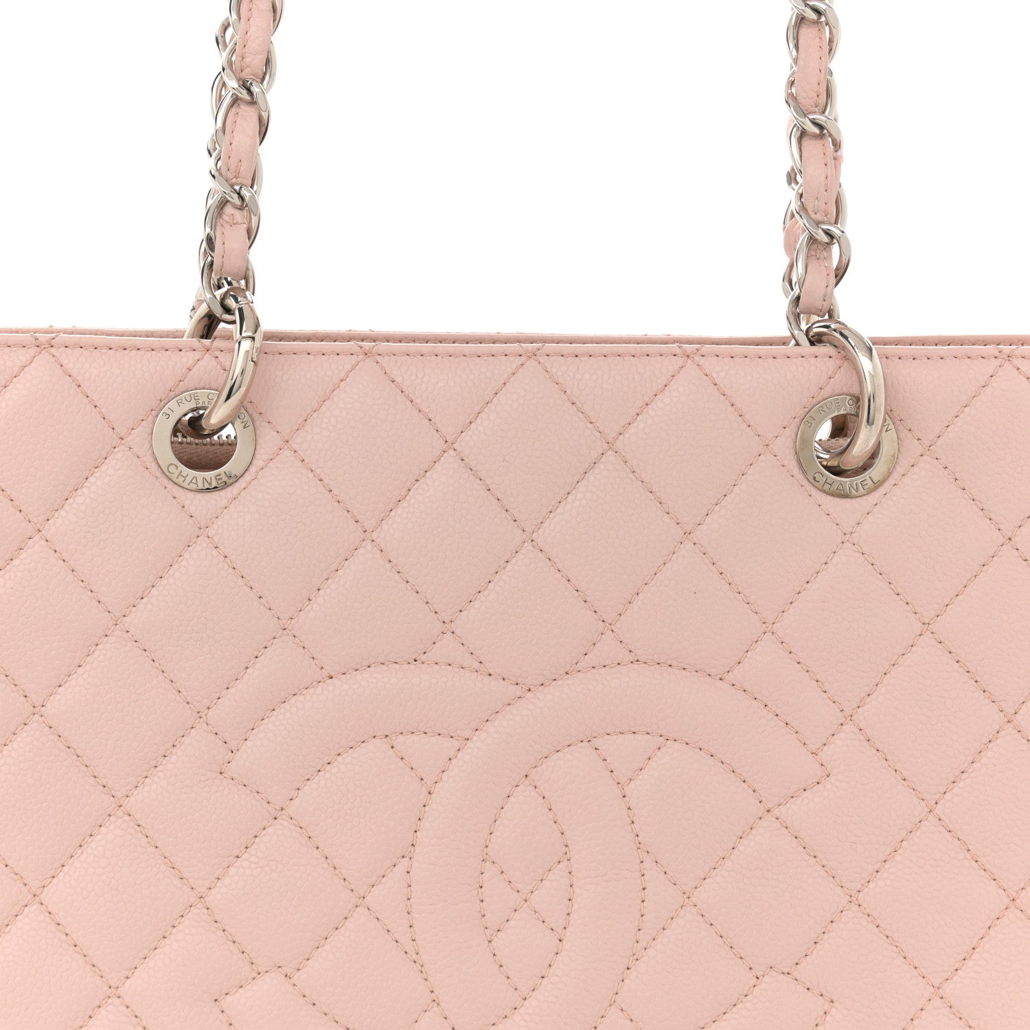 Caviar Quilted Grand Shopping Tote GST Light Pink