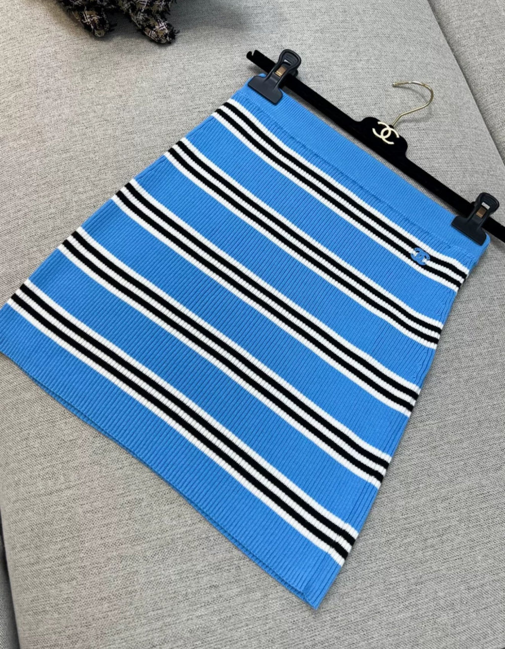 Chanel 24A blue striped knitted skirt