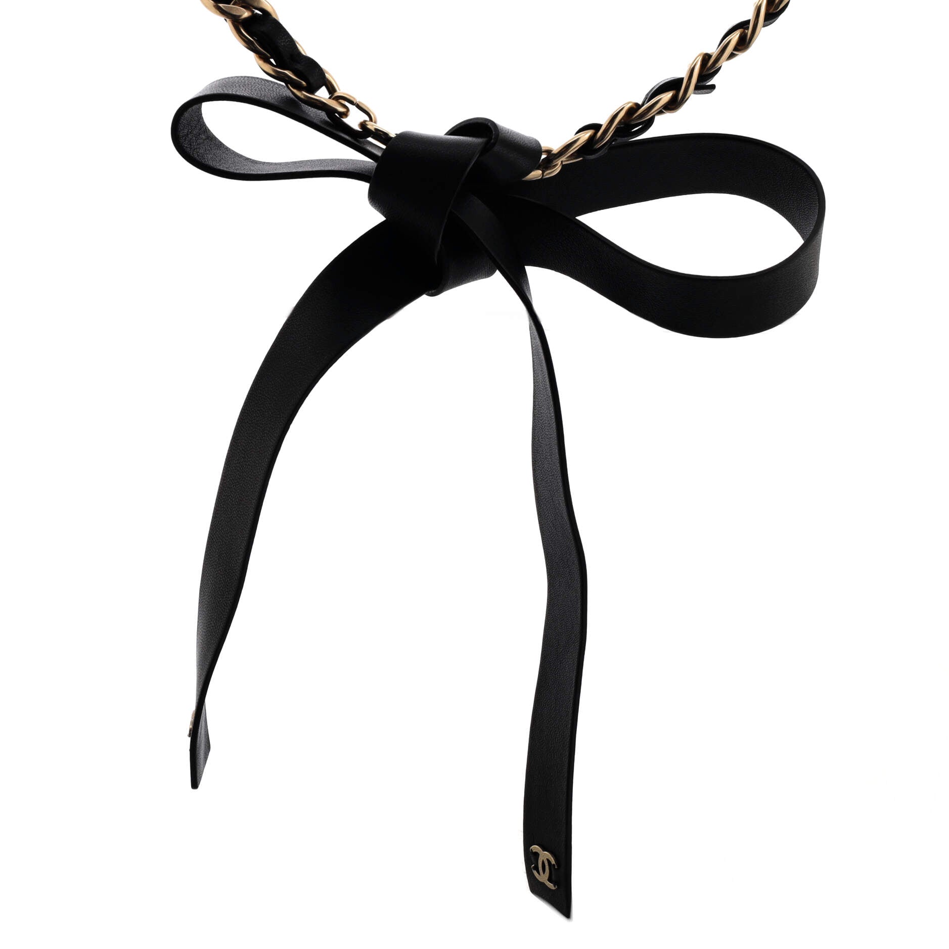 Bow Chain-Link Belt Lambskin and Metal 65