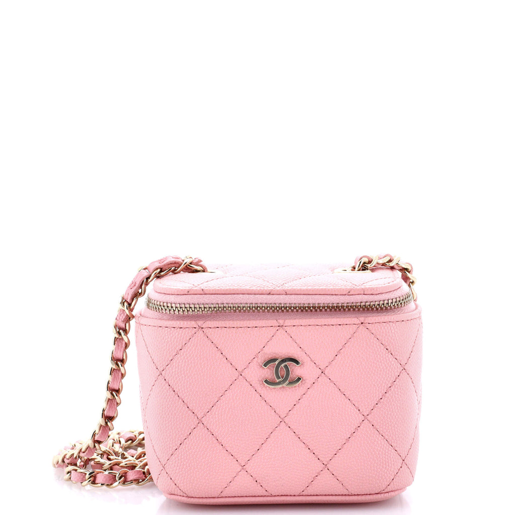 Classic Vanity Case with Chain Quilted Caviar Mini