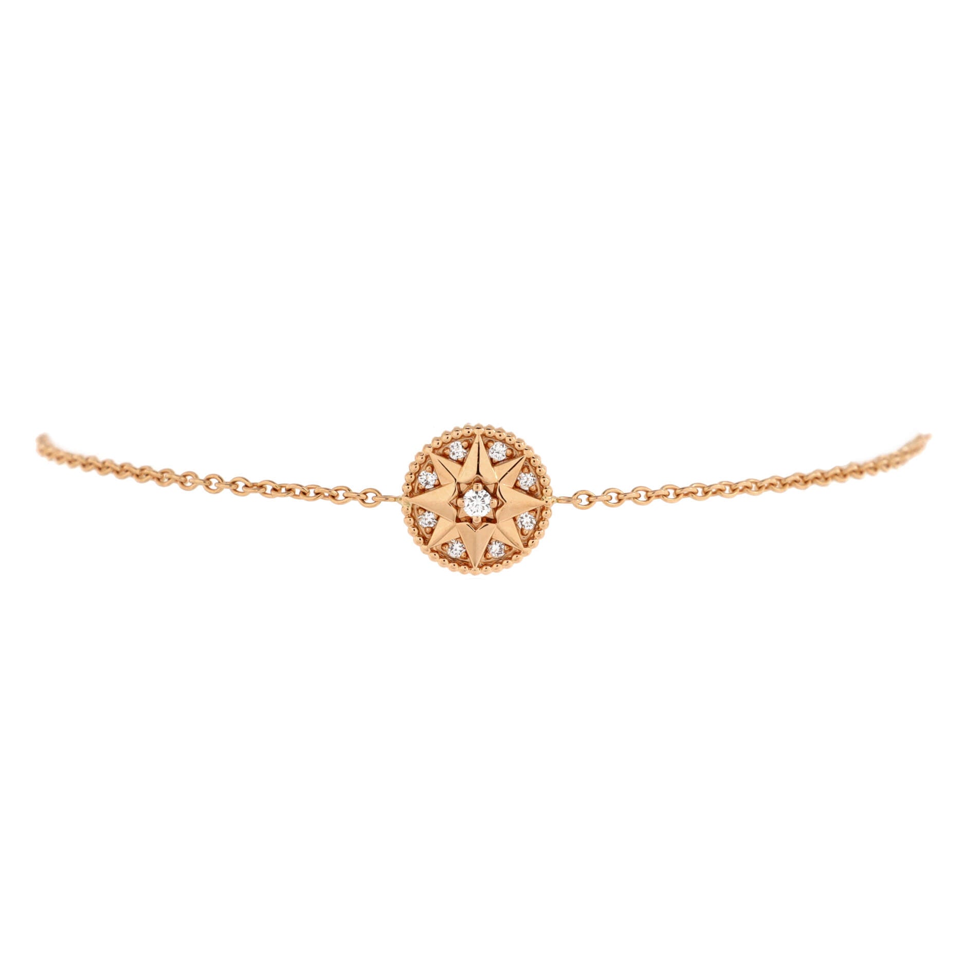 Rose des Vents Bracelet Necklace 18K Rose Gold with Diamonds