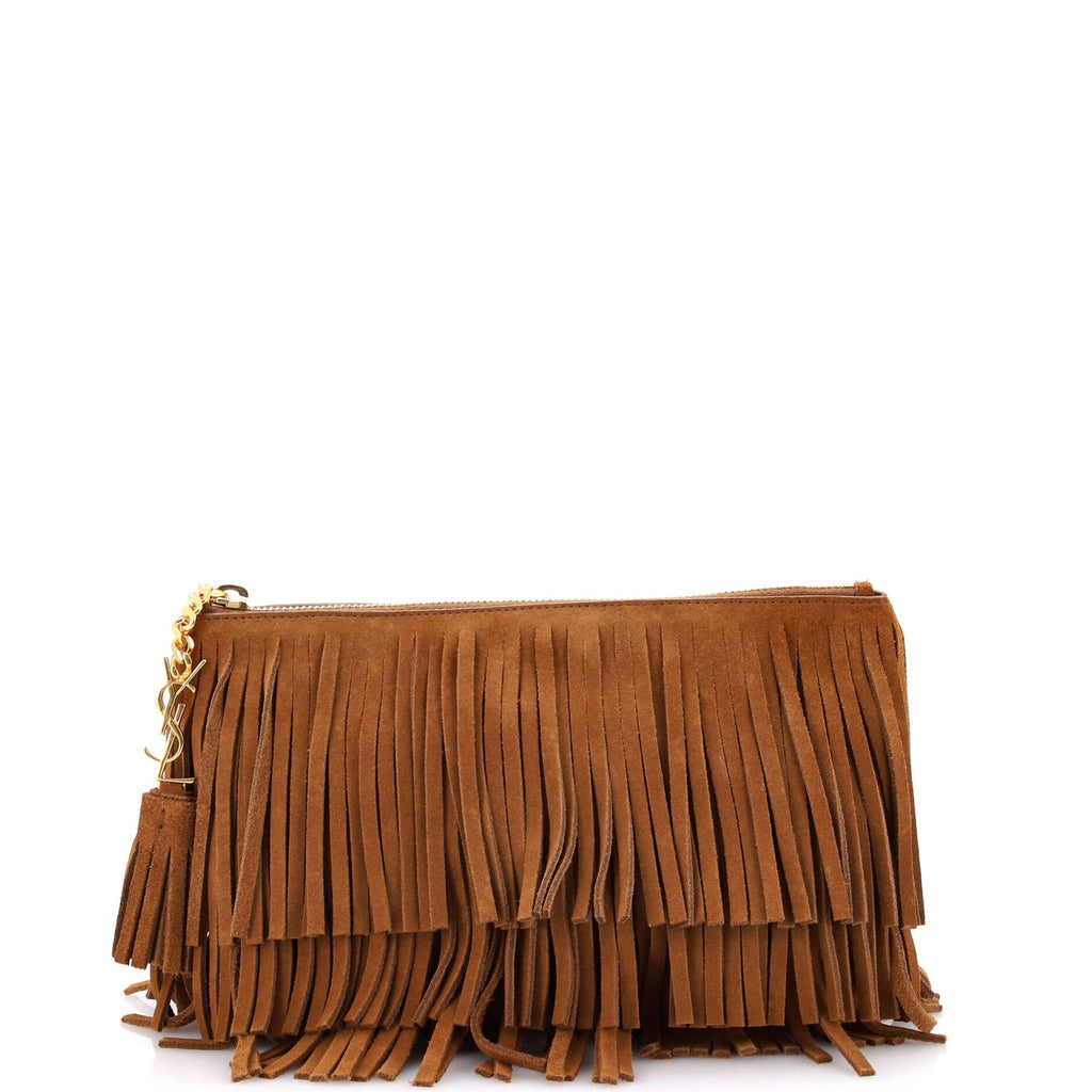 Jolie Fringe Clutch Suede