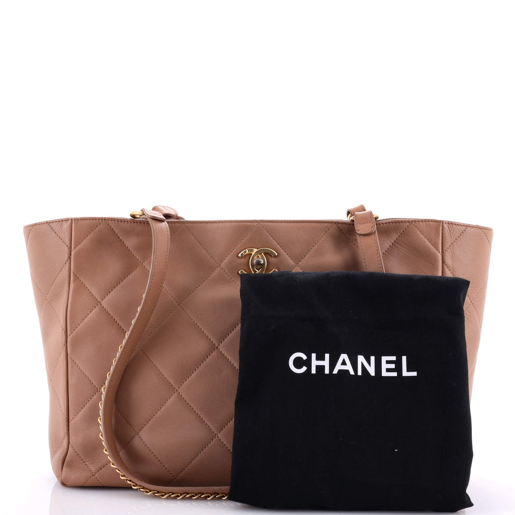 Turnlock CC Chain Shopping Tote Quilted Lambskin Medium
