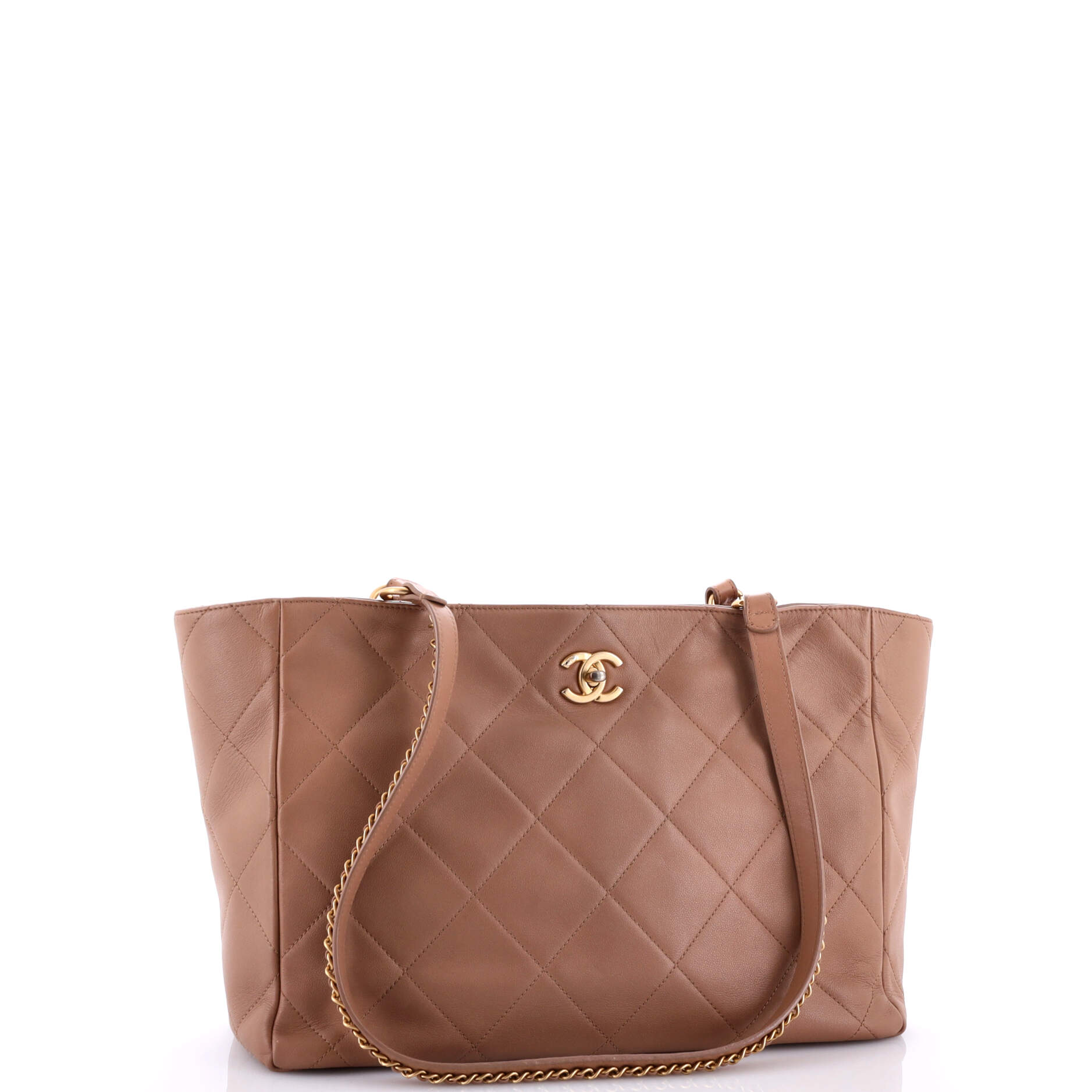 Turnlock CC Chain Shopping Tote Quilted Lambskin Medium