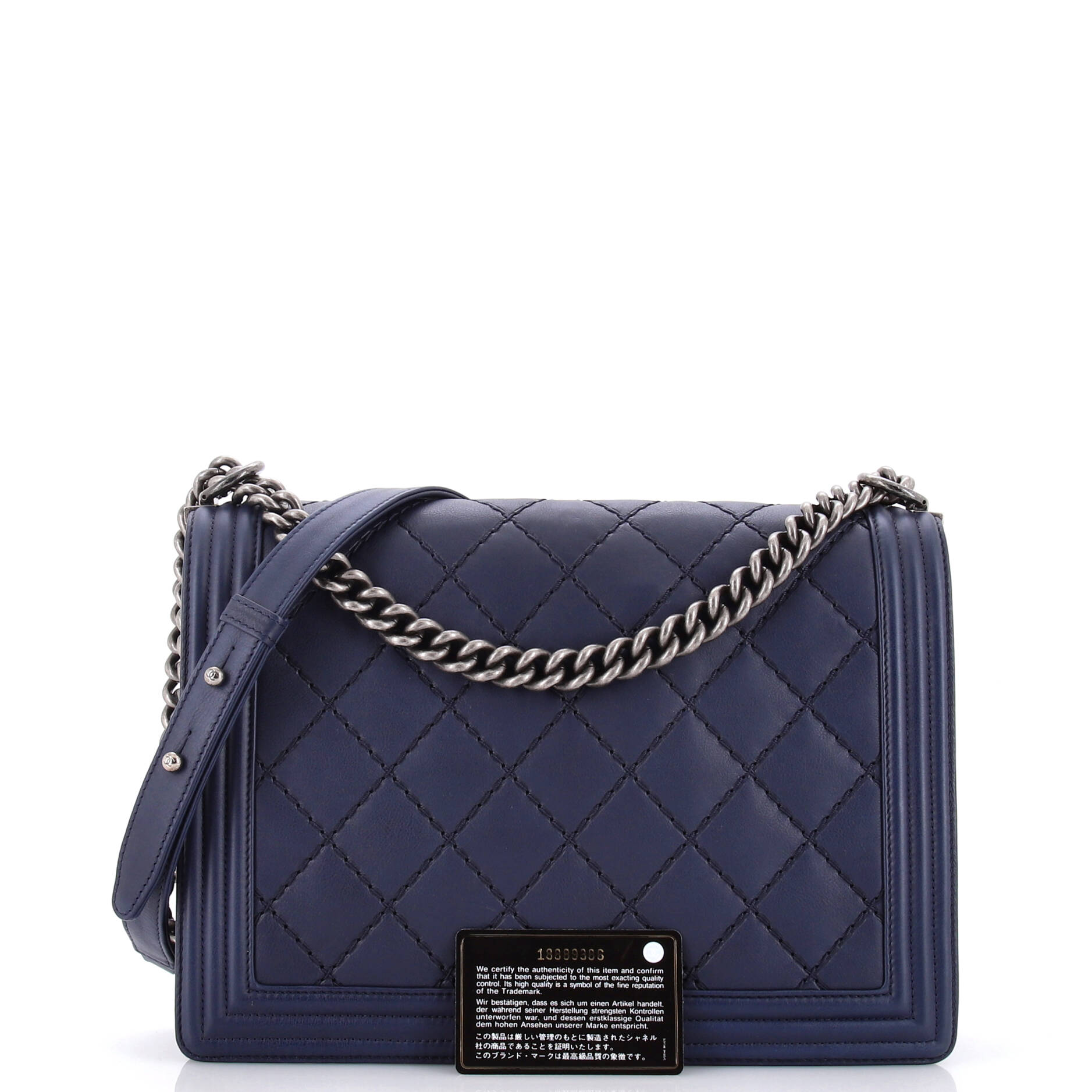 Double Stitch Boy Flap Bag Quilted Calfskin Large