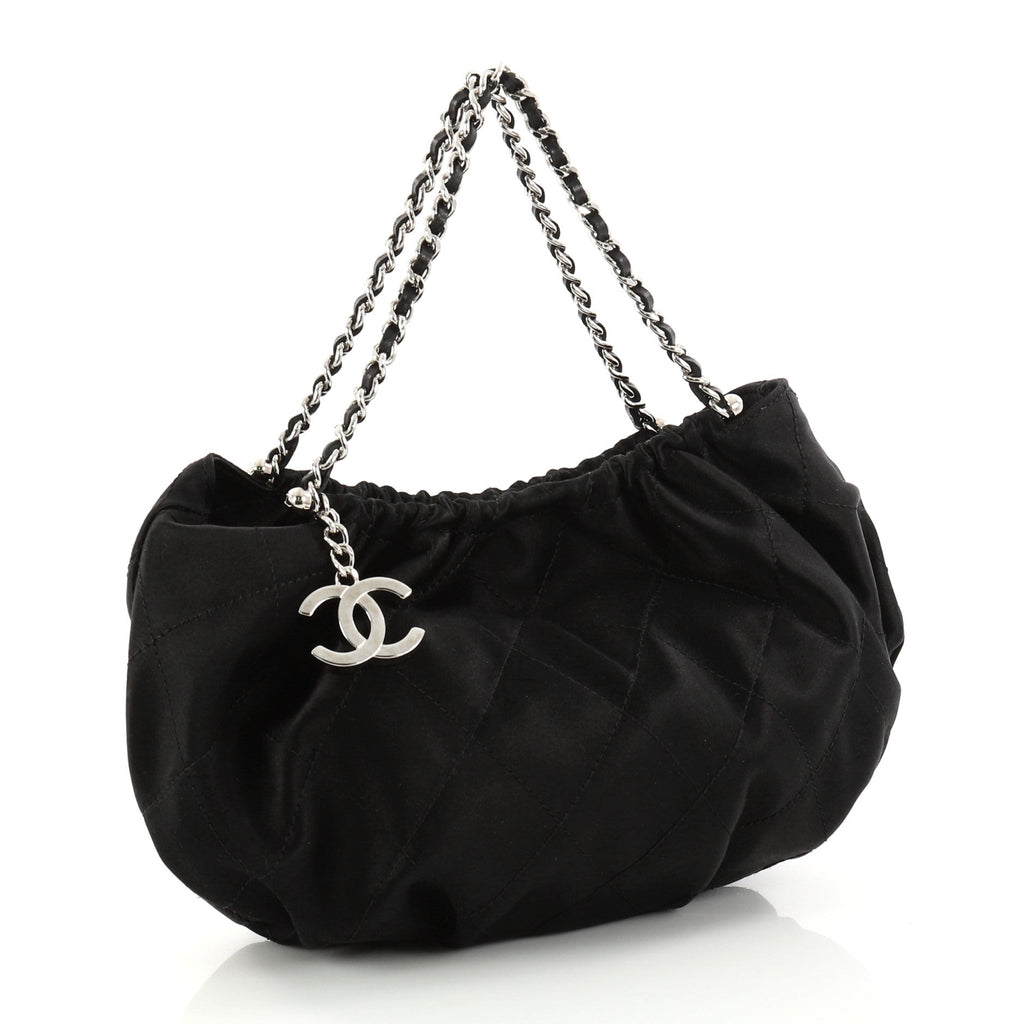 CC Charm Shoulder Bag Quilted Satin Mini