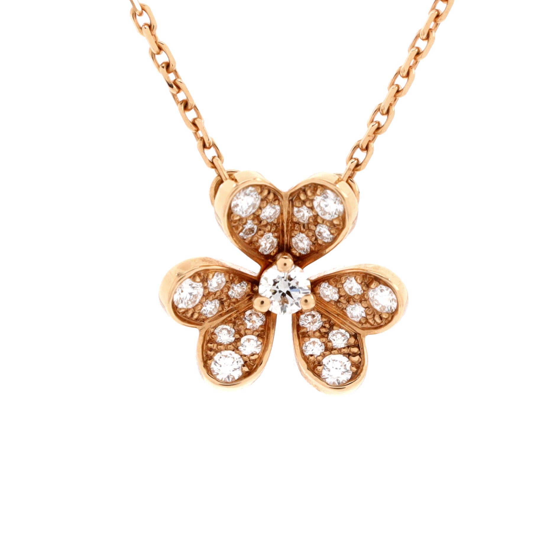 Frivole Pendant Necklace 18K Rose Gold with Pave Diamonds Mini