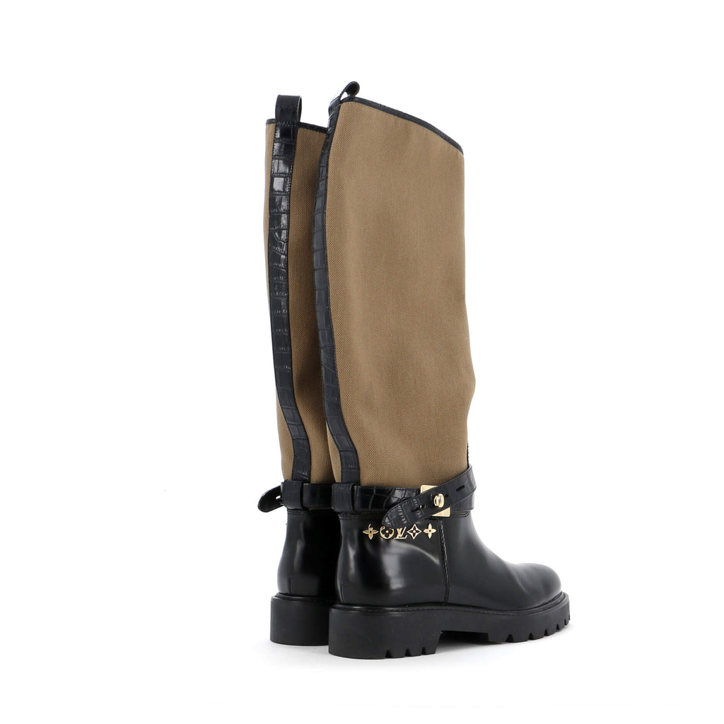 Women's Territory Flat High Ranger Boots Canvas and Leather