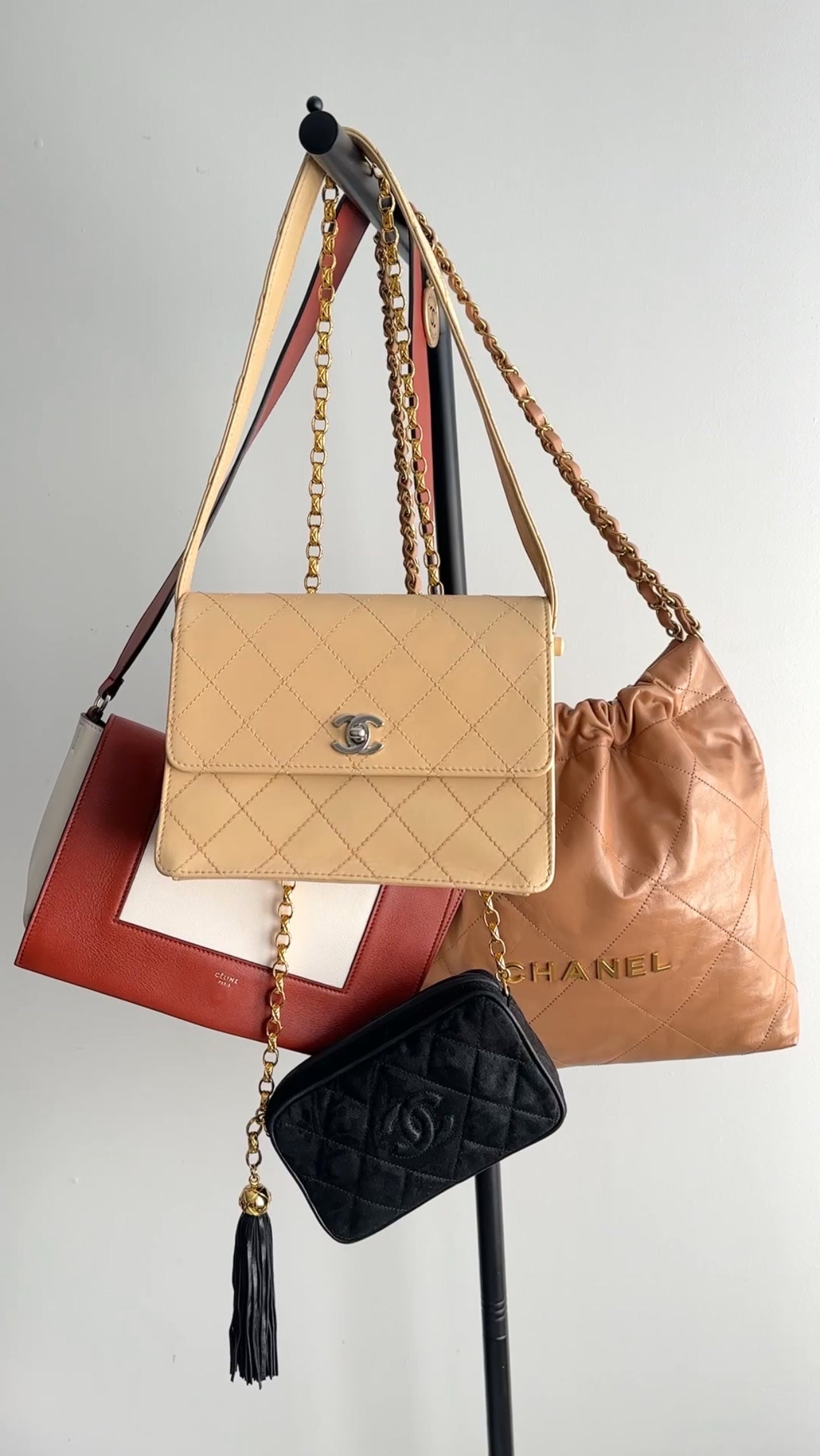 Chanel Vintage 1991 Black Mini Tassel Bijoux Camera Bag
