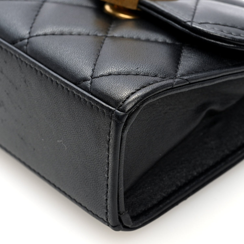 Lambskin Plexiglass Quilted Coco Love Clutch With Chain Black