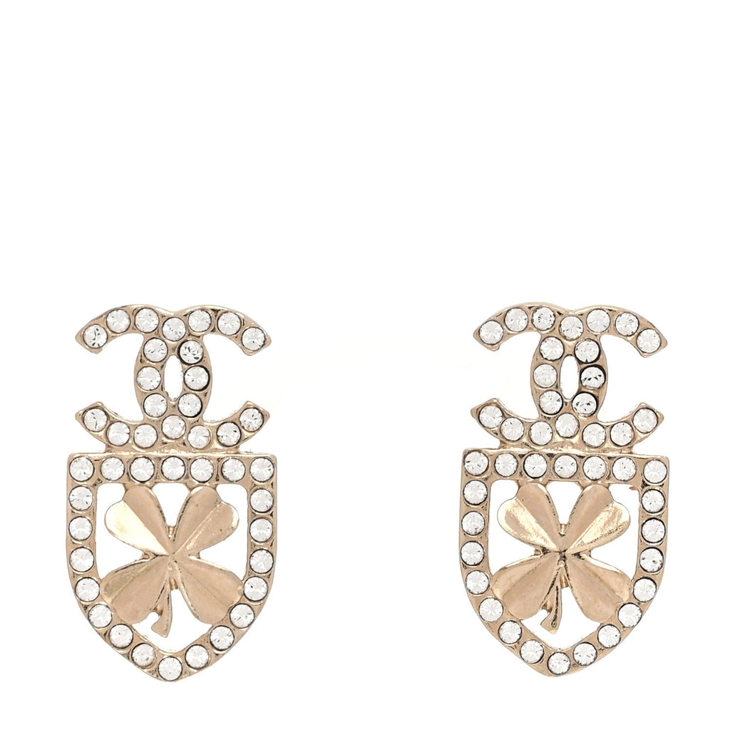 Crystal CC Sergeant Chanel Earrings Gold