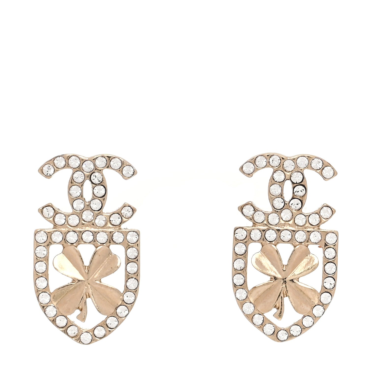 Crystal CC Sergeant Chanel Earrings Gold