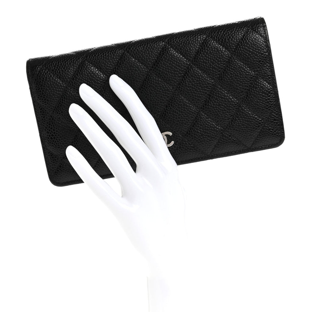 Caviar Quilted Yen Wallet Black