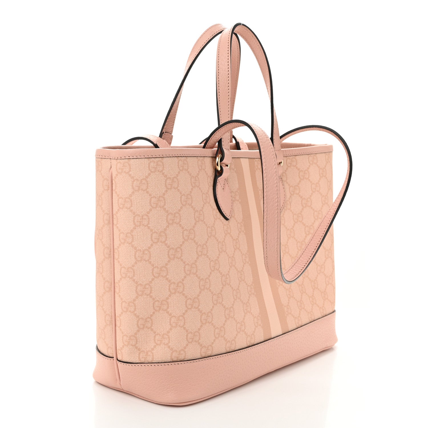 GG Supreme Monogram Textured Dollar Calfskin Medium Ophidia Shoulder Tote Bag Rose Pink