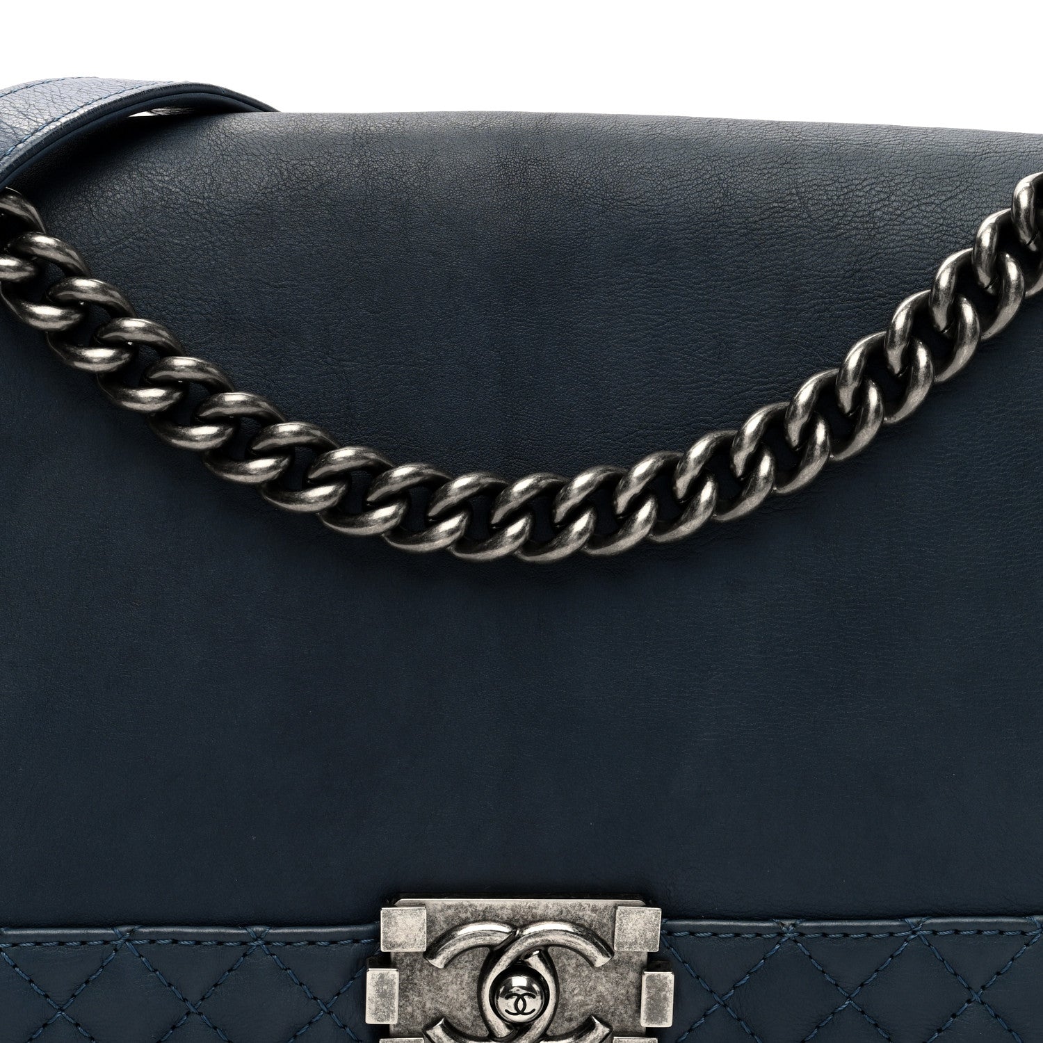 Calfskin Medium Boy Reverso Flap Blue