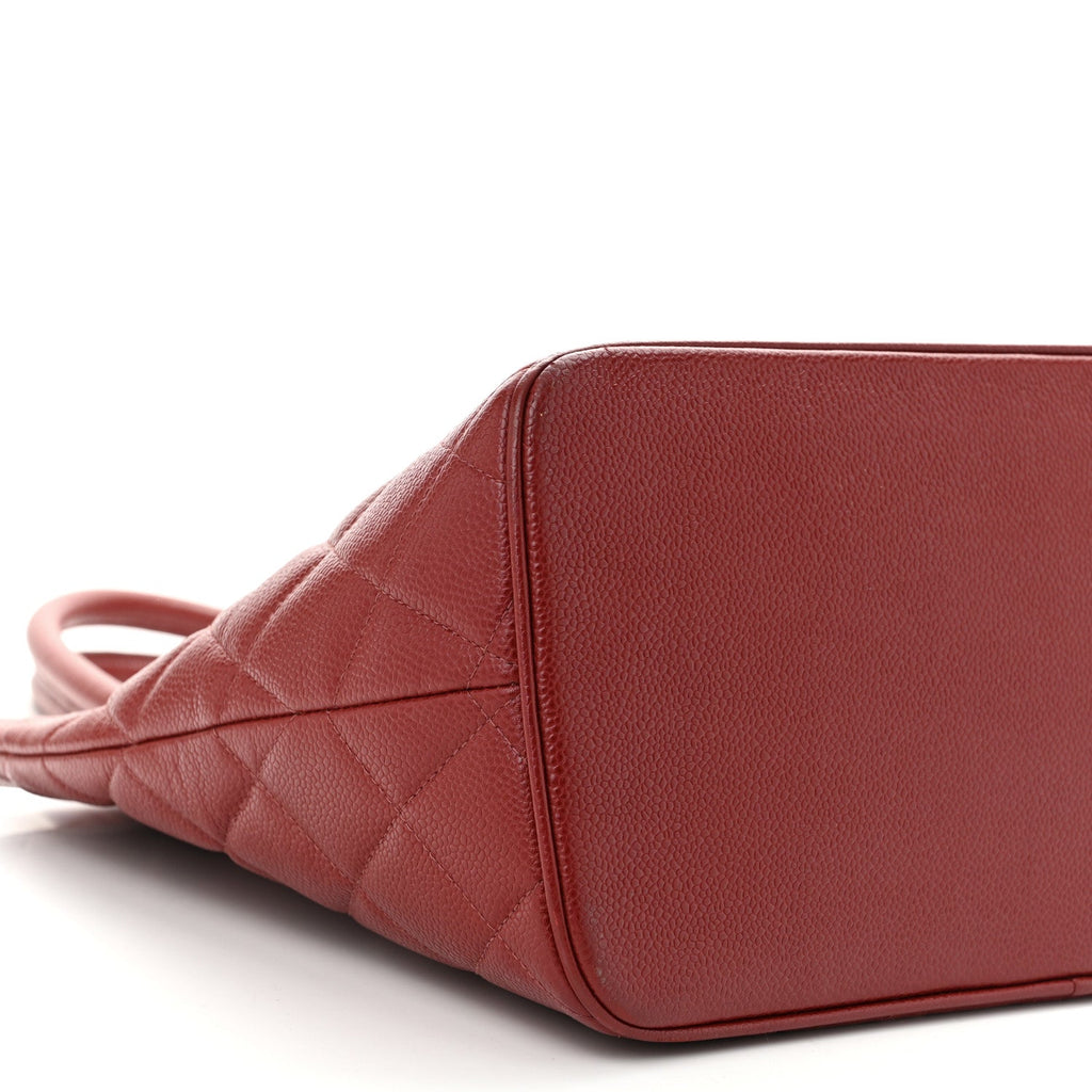 Caviar Quilted Medallion Tote Bordeaux