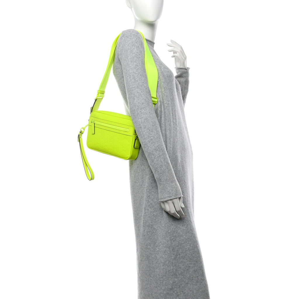 Rubber Effect Monogram GG Crossbody Bag Fluorescent Yellow