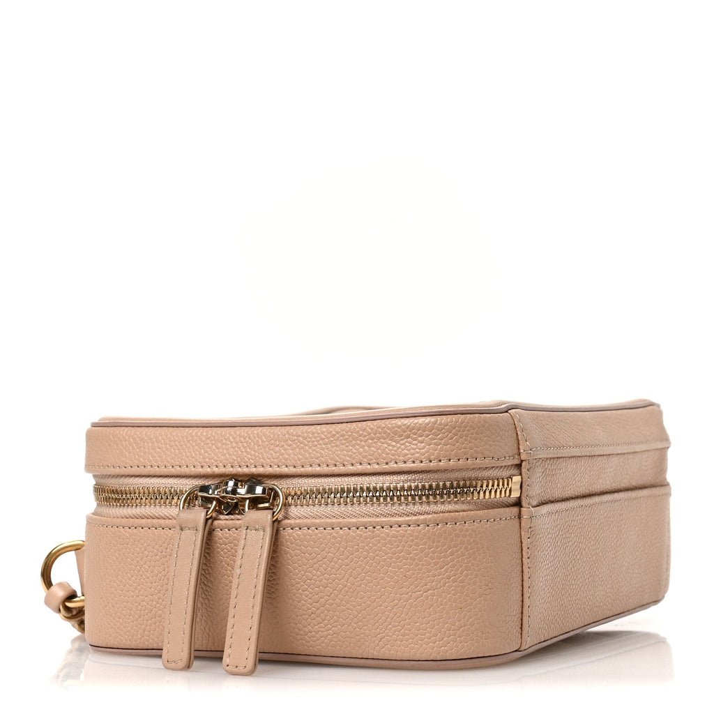 Caviar Quilted Medium CC Filigree Vanity Case Beige