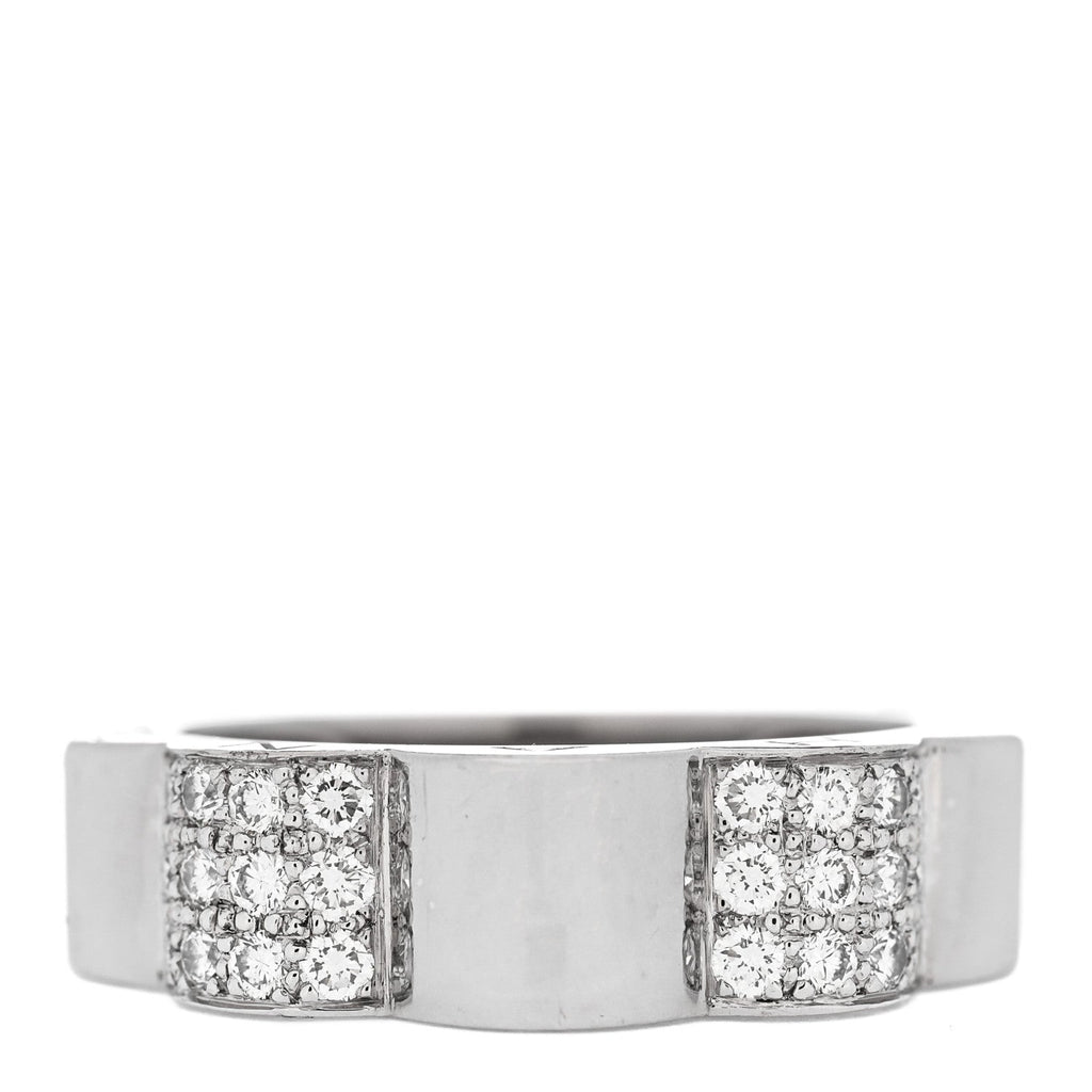 18K White Gold Diamond Profil de Camellia Band Ring 53 6.5