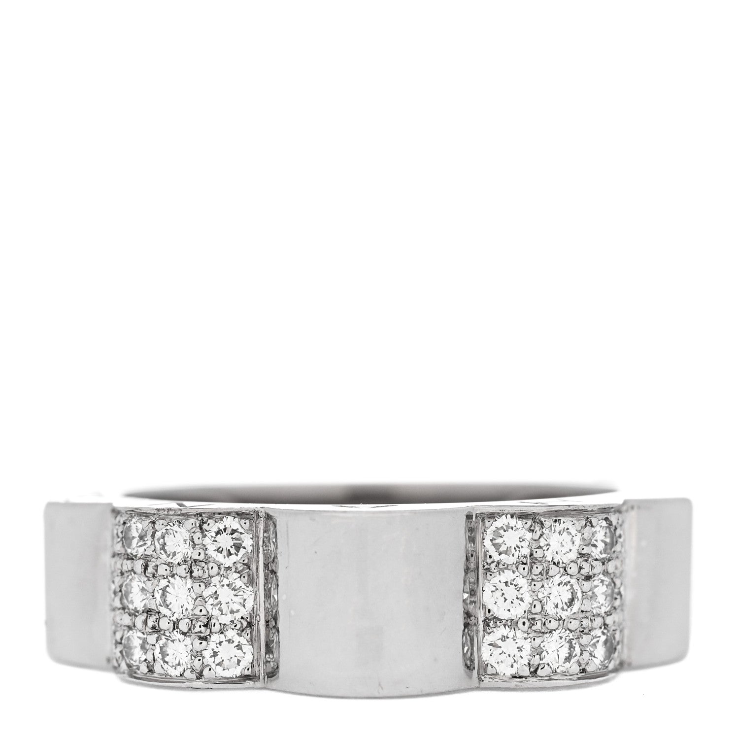 18K White Gold Diamond Profil de Camellia Band Ring 53 6.5