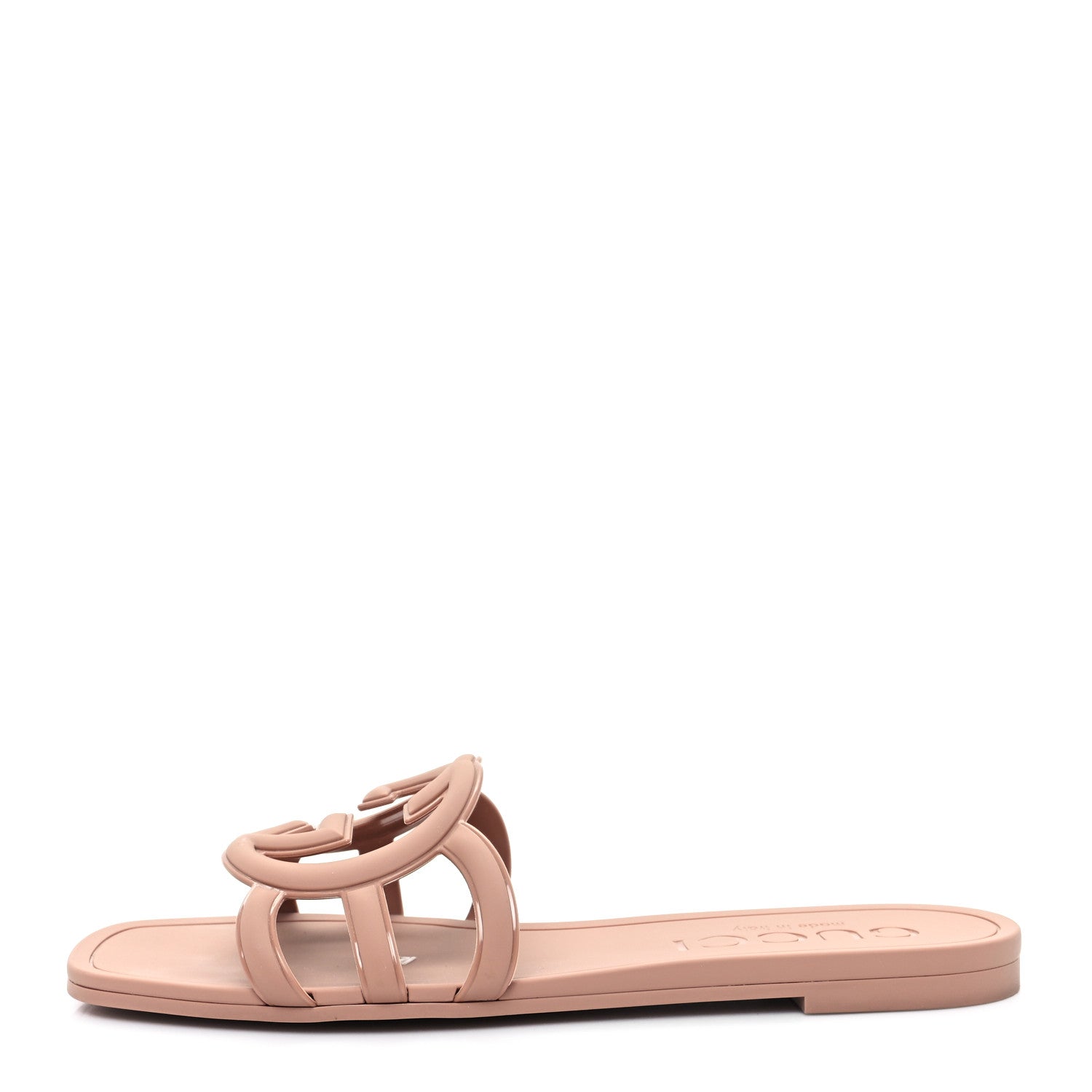 Rubber Interlocking G Womens Slide Sandals 36 Light Beige