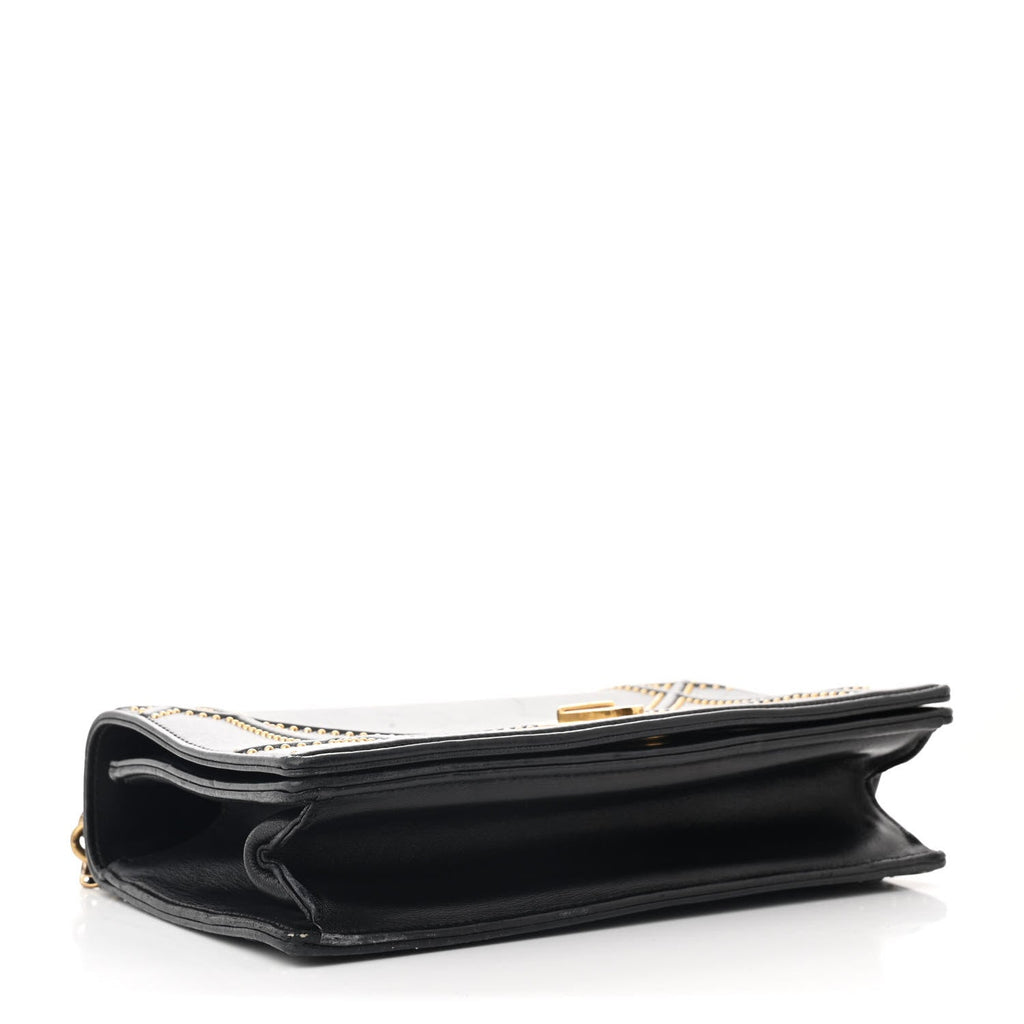 Lambskin Studded Medium Diorama Flap Bag Black