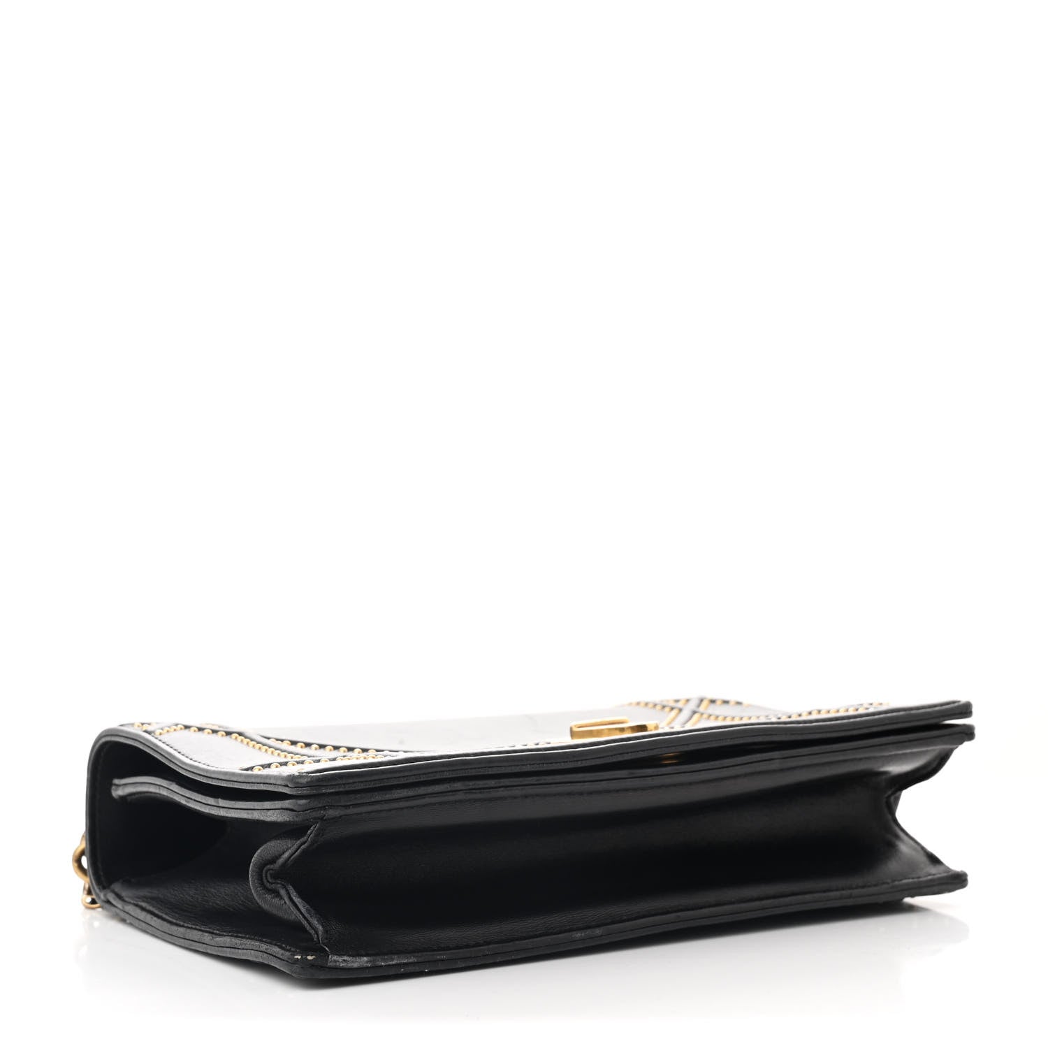 Lambskin Studded Medium Diorama Flap Bag Black