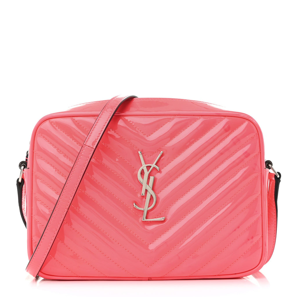 Patent Calfskin Matelasse Monogram Lou Camera Bag Neon Pink