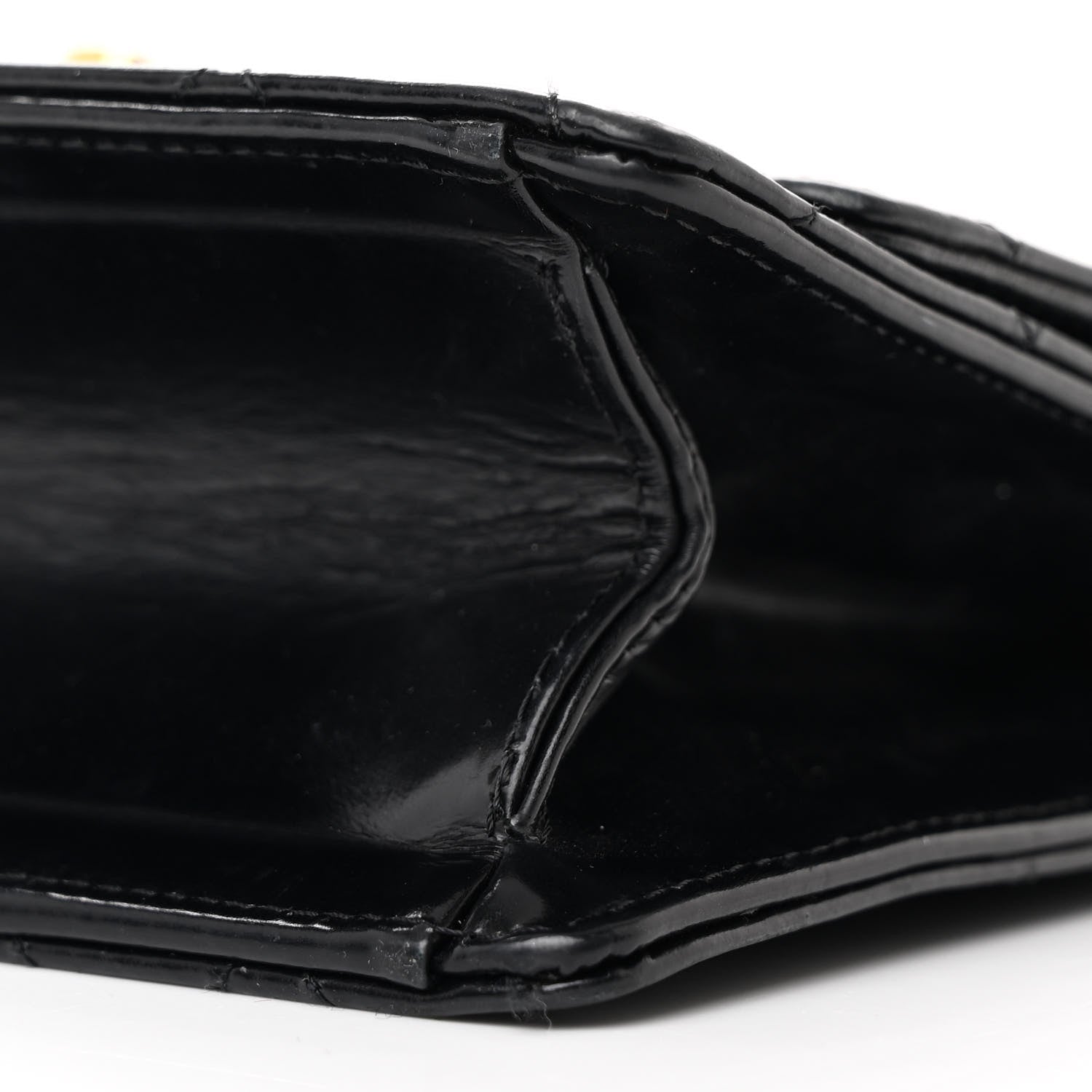 Patent Calfskin Quilted Mini Square Flap Black