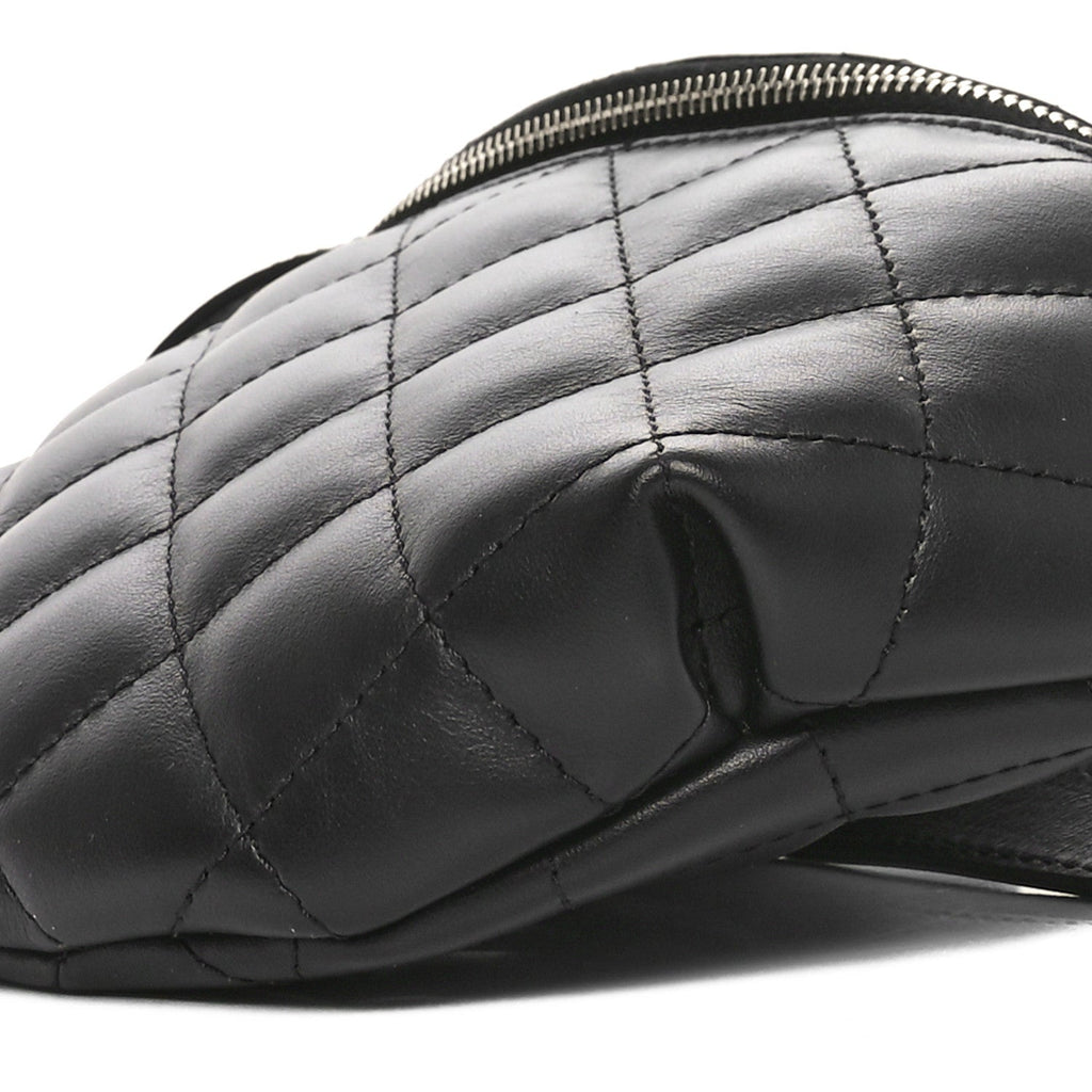 Calfskin Quilted Waist Belt Bag Black