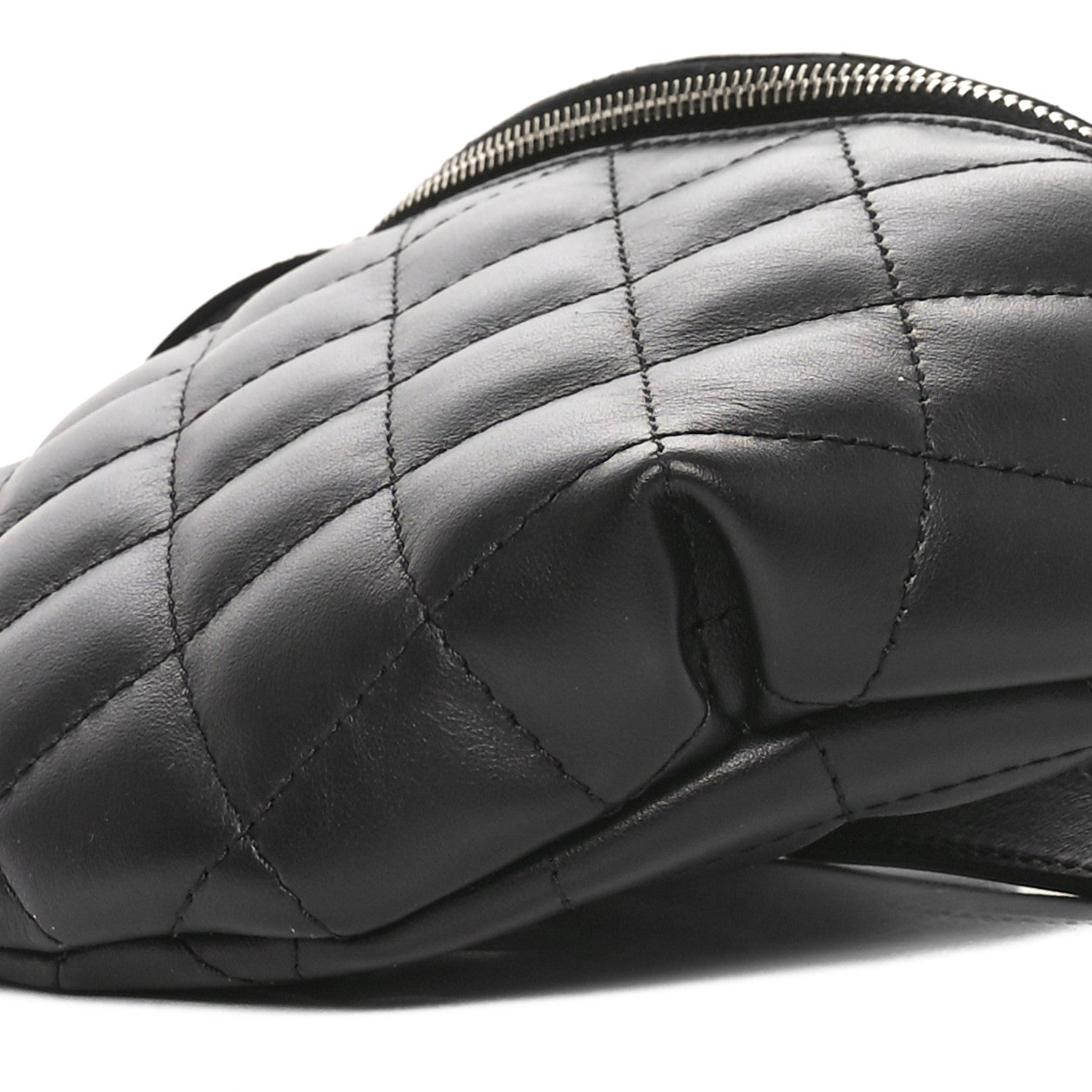 Calfskin Quilted Waist Belt Bag Black