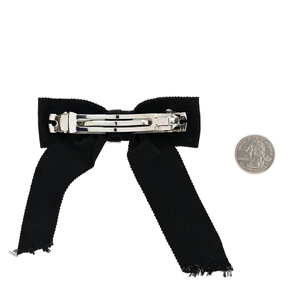 Canvas Bow CC Hair Clip Black