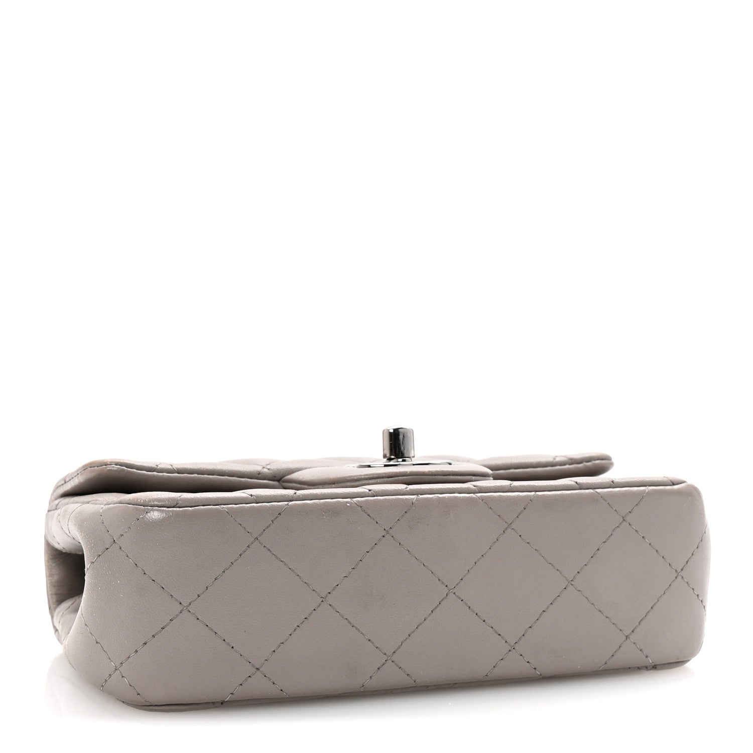 Lambskin Quilted Extra Mini Rectangular Flap Grey